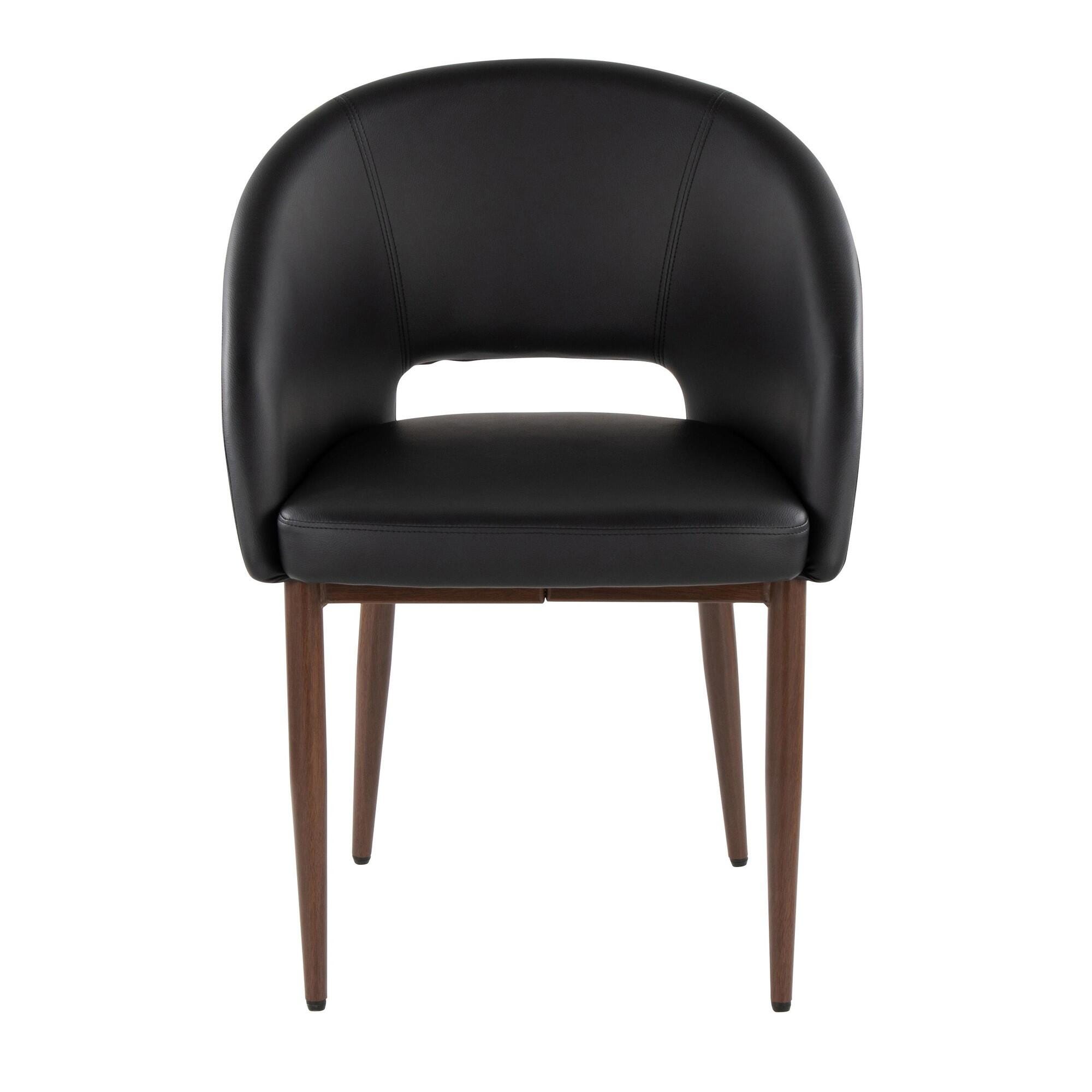 LumiSource Renee Solid Dining Chair (Set of 2), Black/Mahogany, large