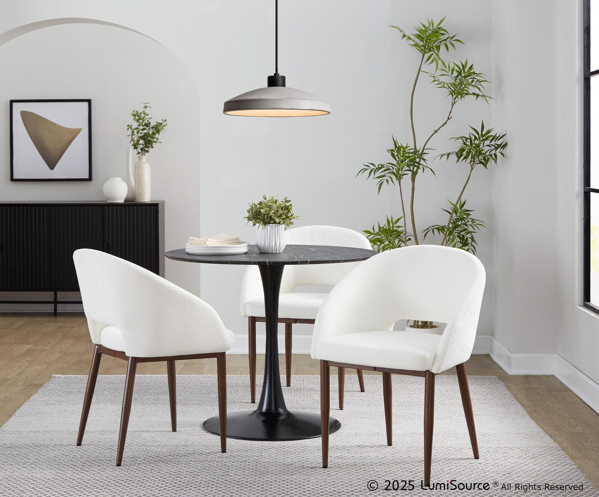 LumiSource Renee Solid Dining Chair (Set of 2), White/Mahogany, large