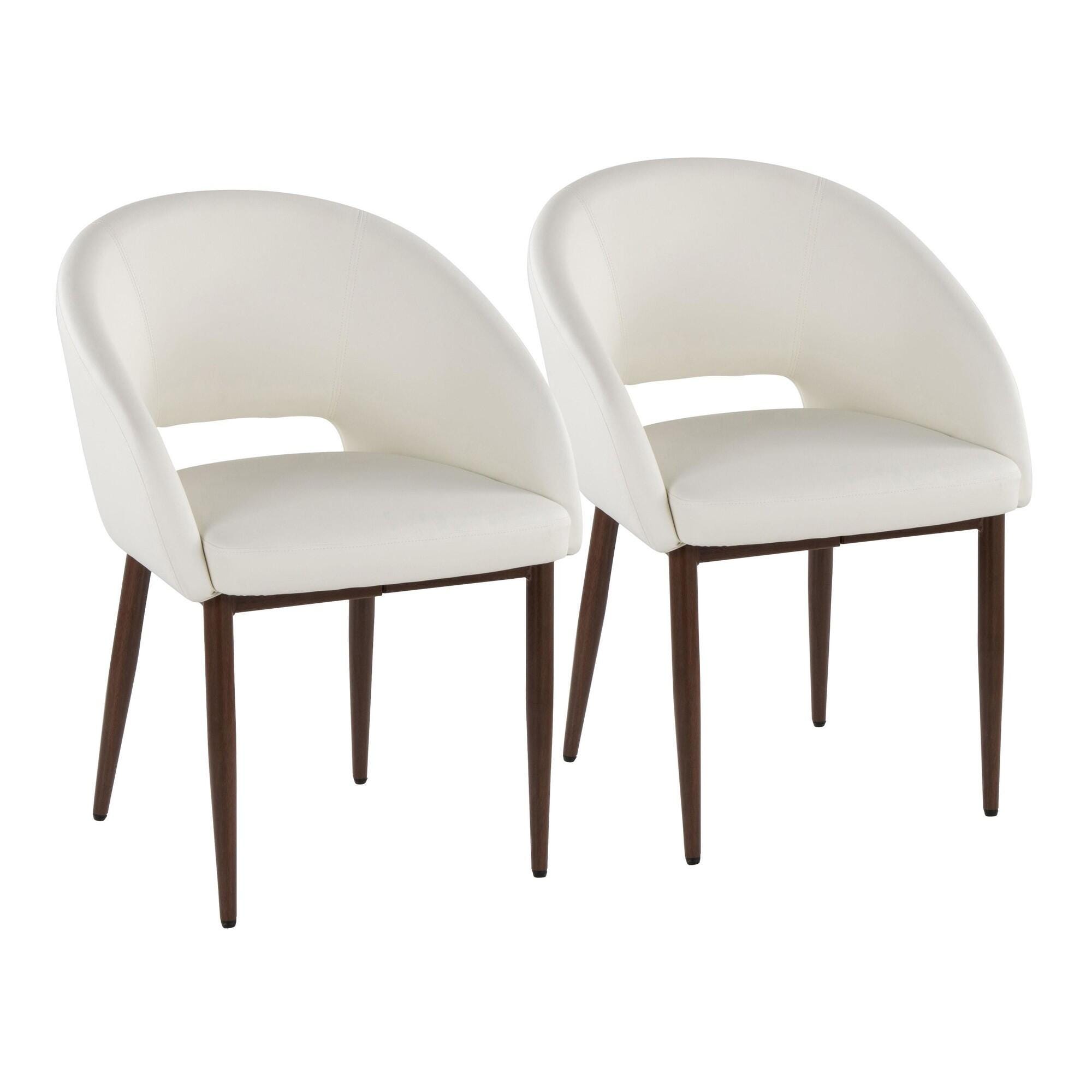 LumiSource Renee Solid Dining Chair (Set of 2), White/Mahogany, large