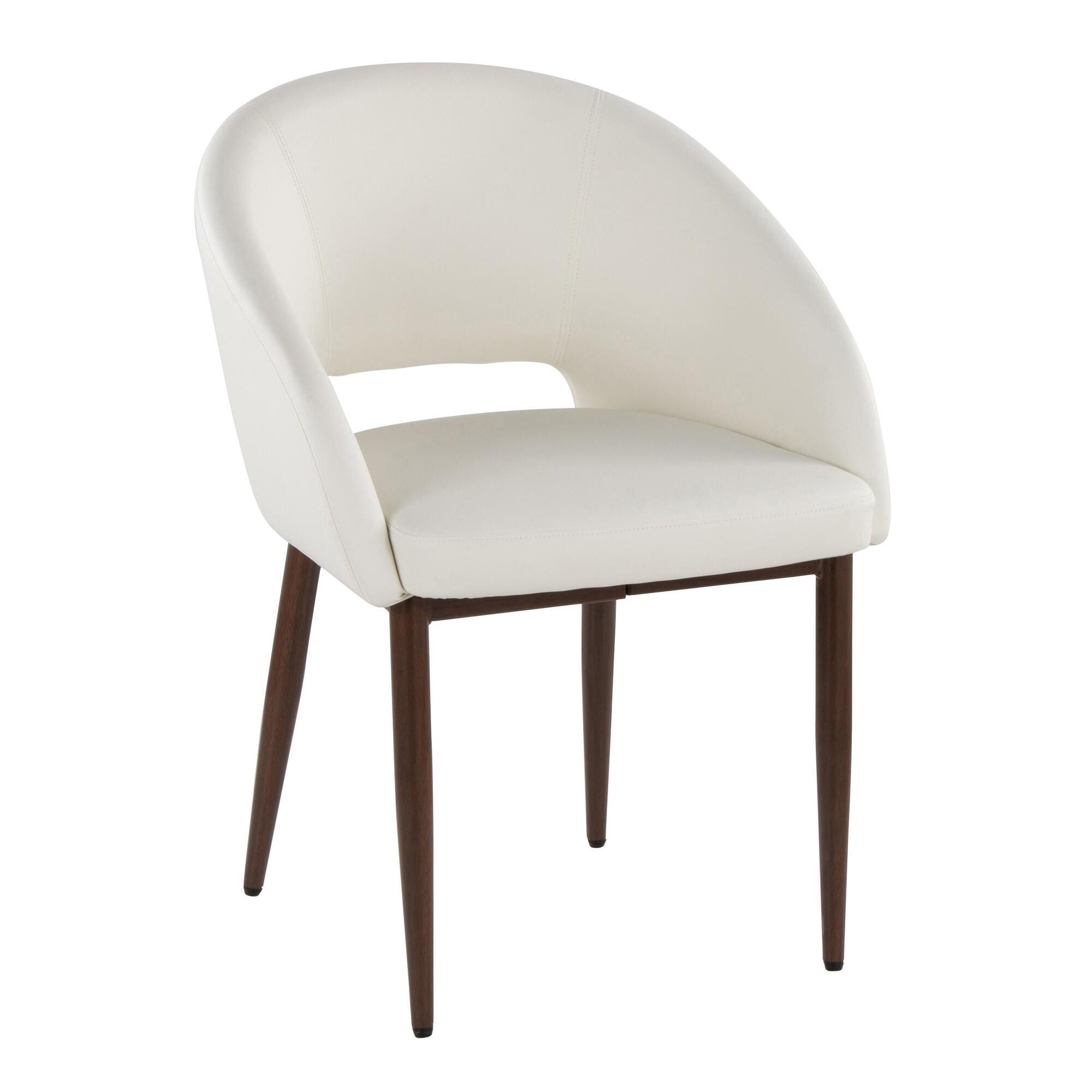 LumiSource Renee Solid Dining Chair (Set of 2), White/Mahogany, large