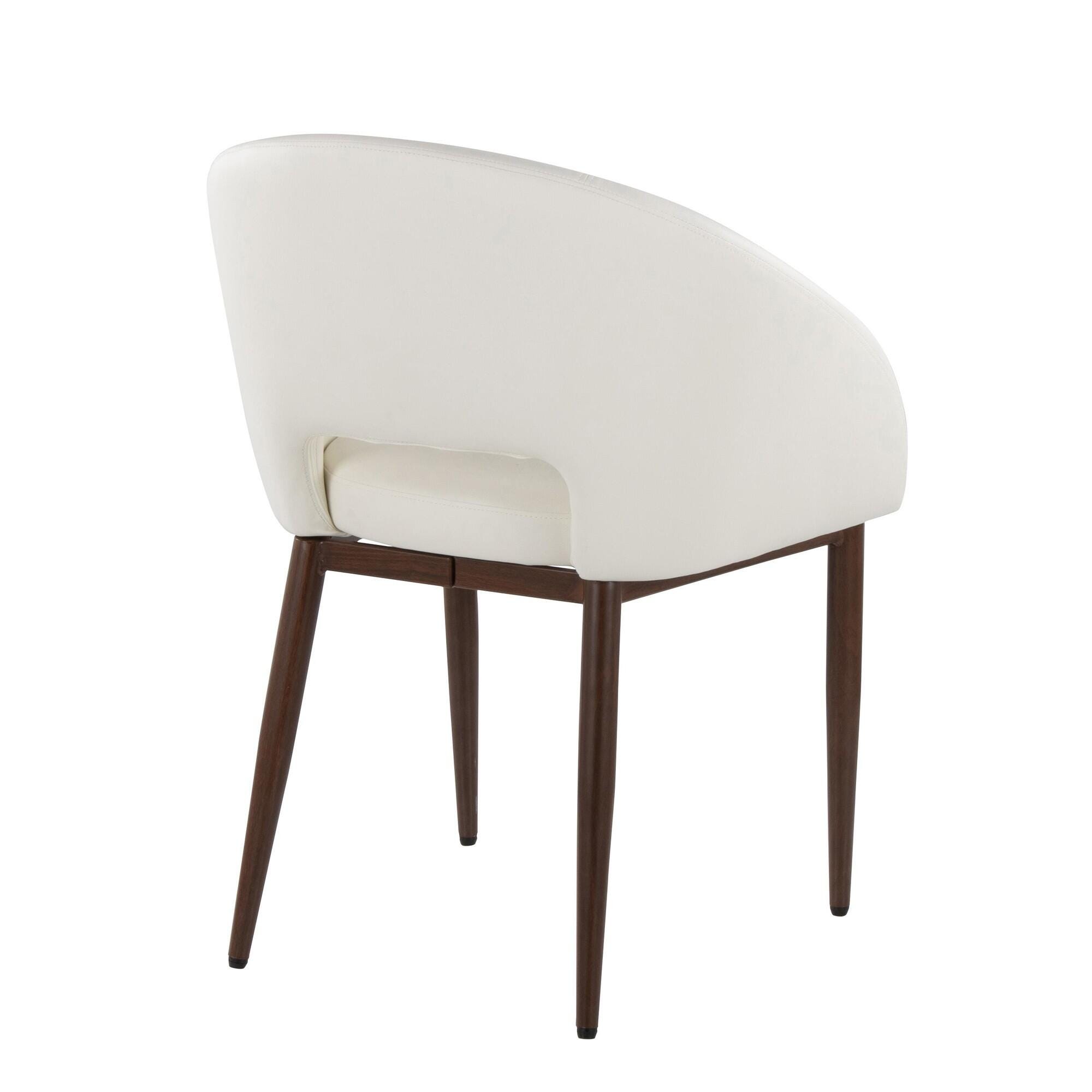 LumiSource Renee Solid Dining Chair (Set of 2), White/Mahogany, large