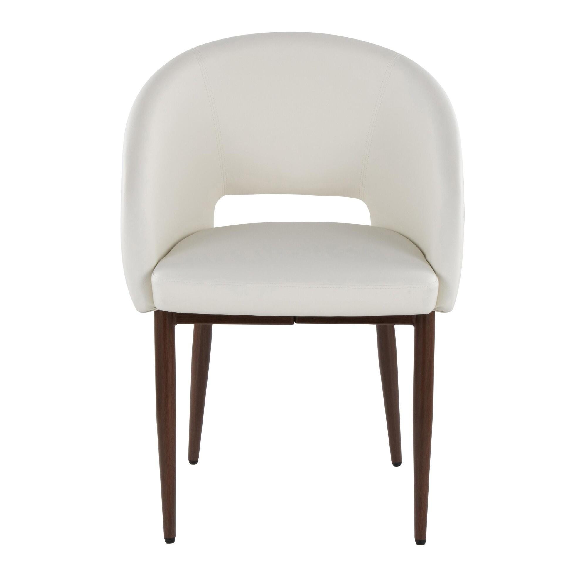 LumiSource Renee Solid Dining Chair (Set of 2), White/Mahogany, large