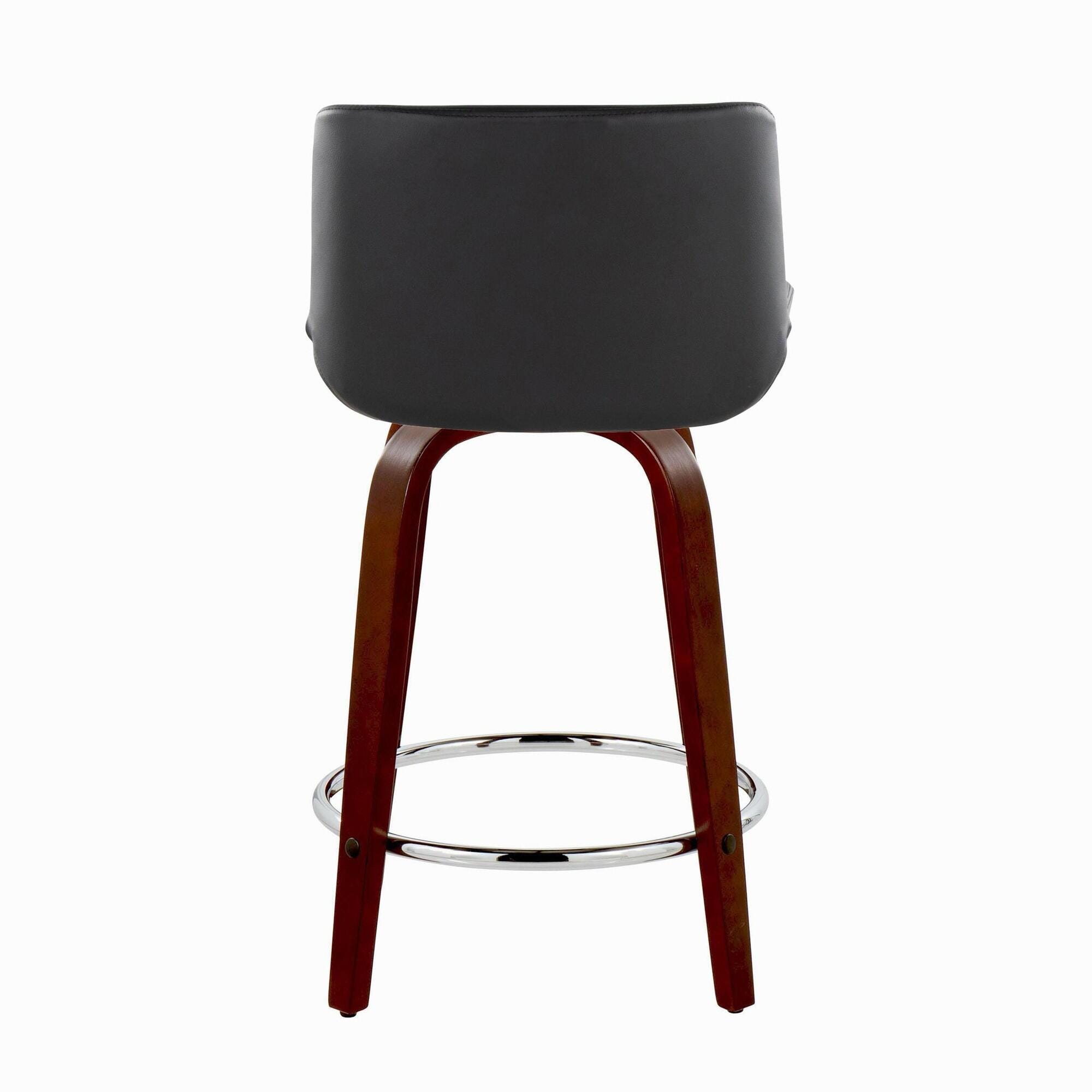 LumiSource Santi Counter Height Bar Stool (Set of 2), Black/Mahogany, large