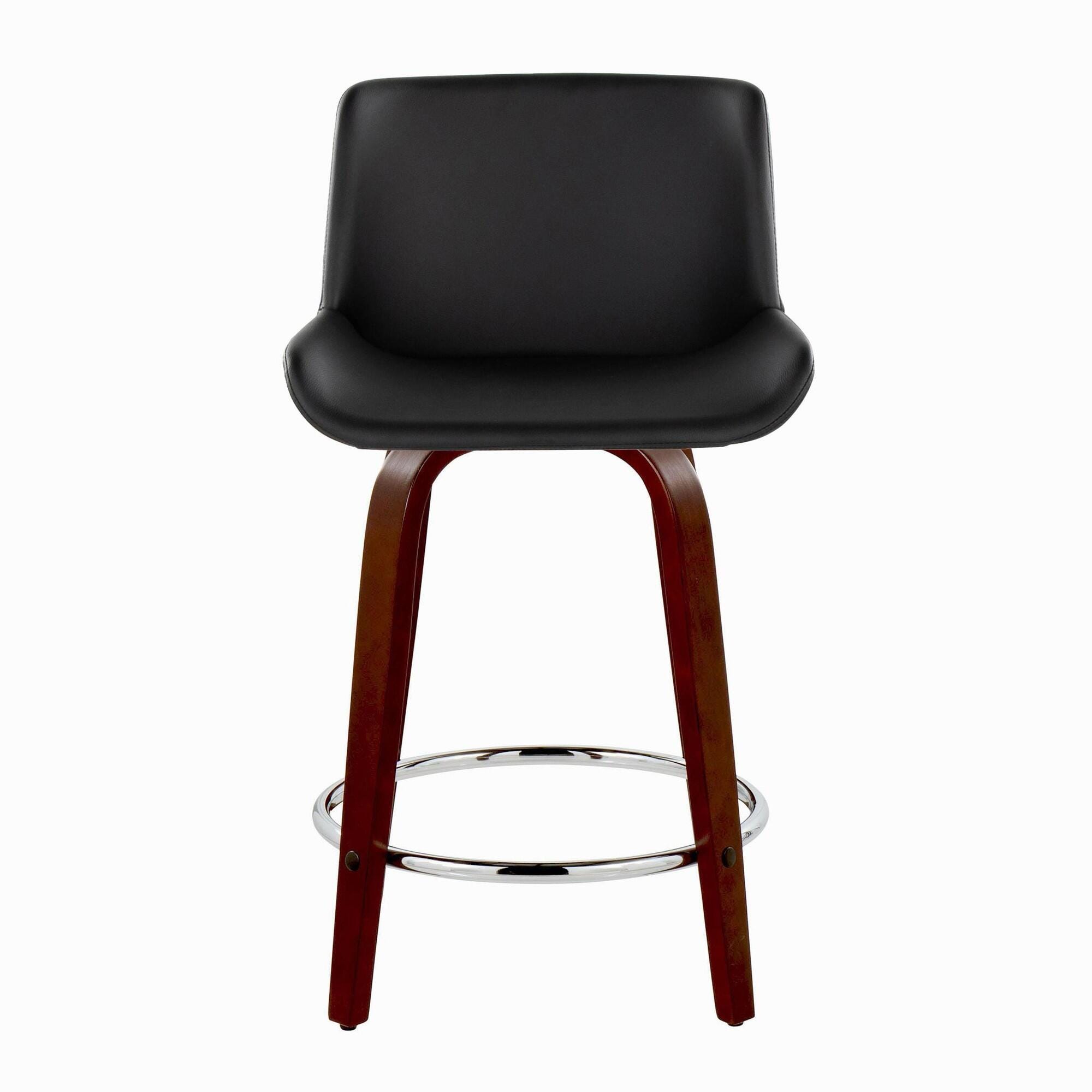 LumiSource Santi Counter Height Bar Stool (Set of 2), Black/Mahogany, large