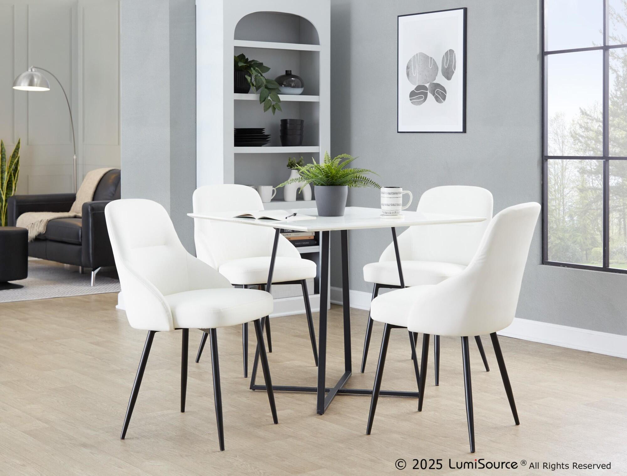 LumiSource York Dining Chair (Set of 2), White/Black, rollover