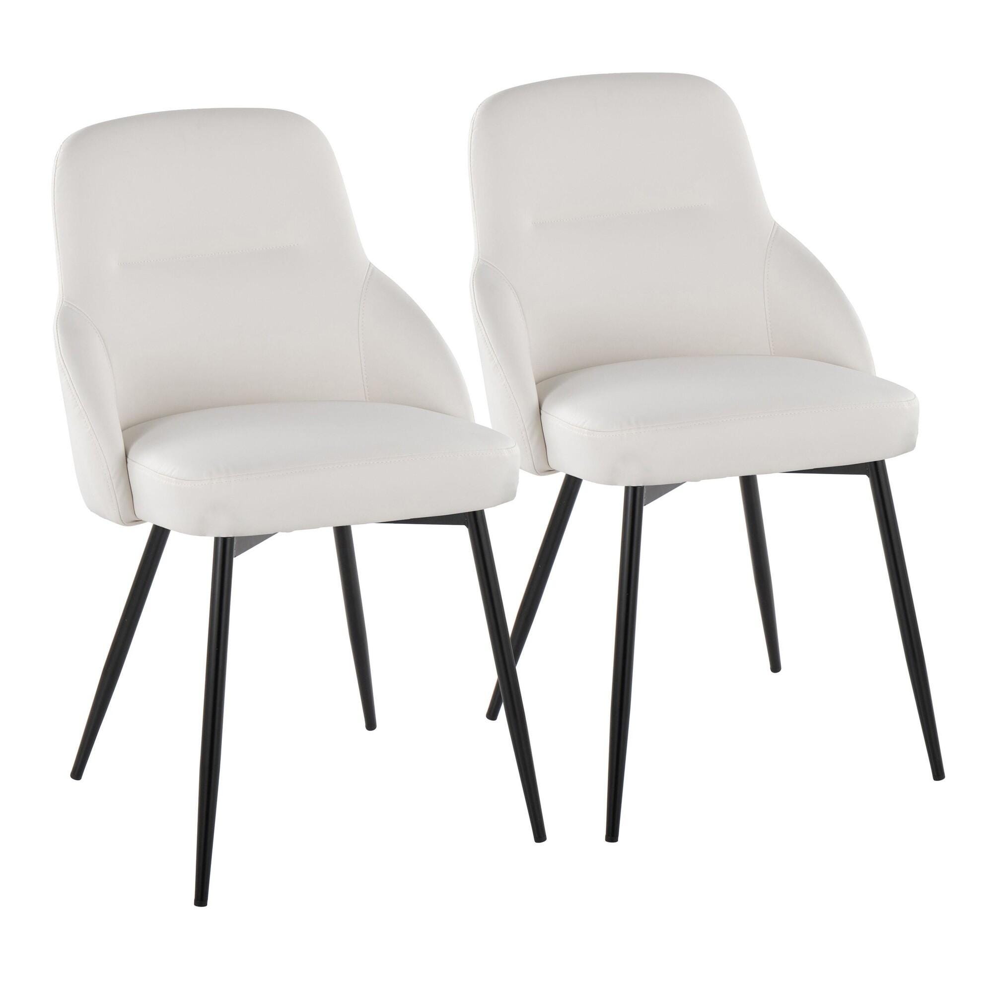 LumiSource York Dining Chair (Set of 2), White/Black, large