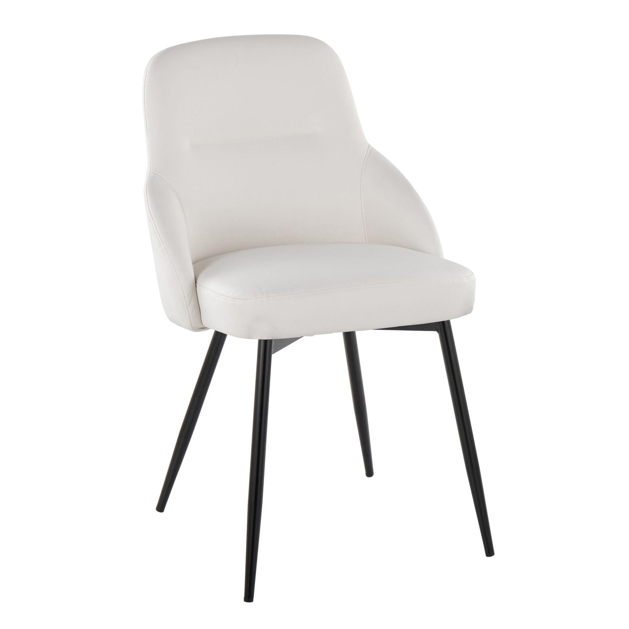LumiSource York Dining Chair (Set of 2), White/Black, large