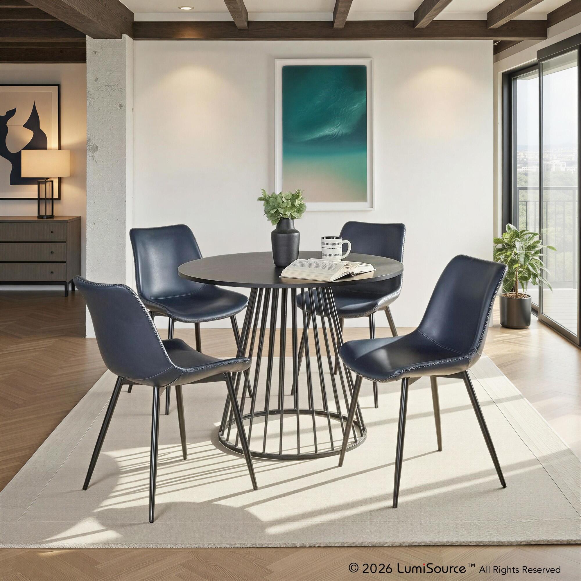 LumiSource Canary Durango Dining Table and 4 Chairs, Black/Blue, rollover
