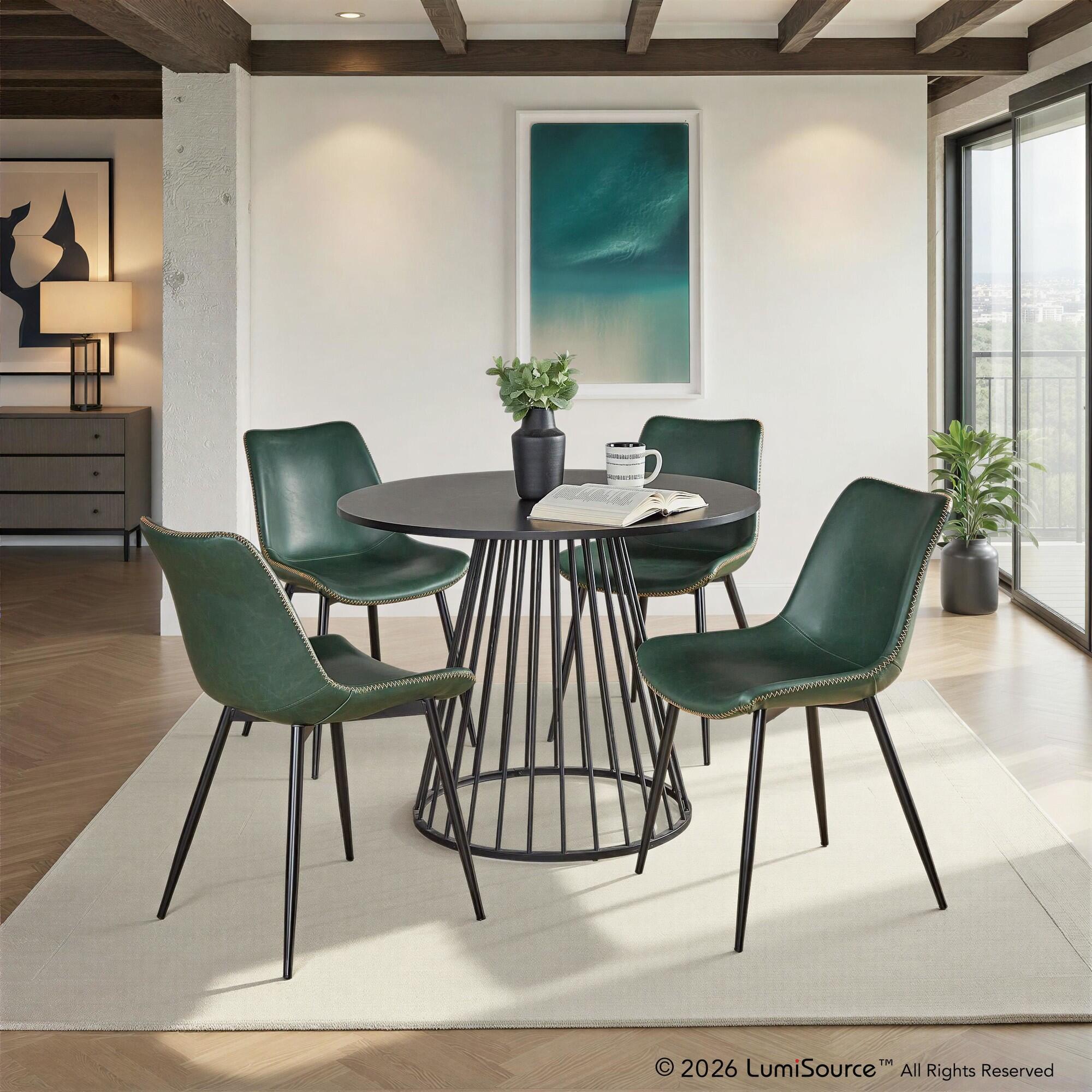 LumiSource Canary Durango Dining Table and 4 Chairs, Black/Green, rollover