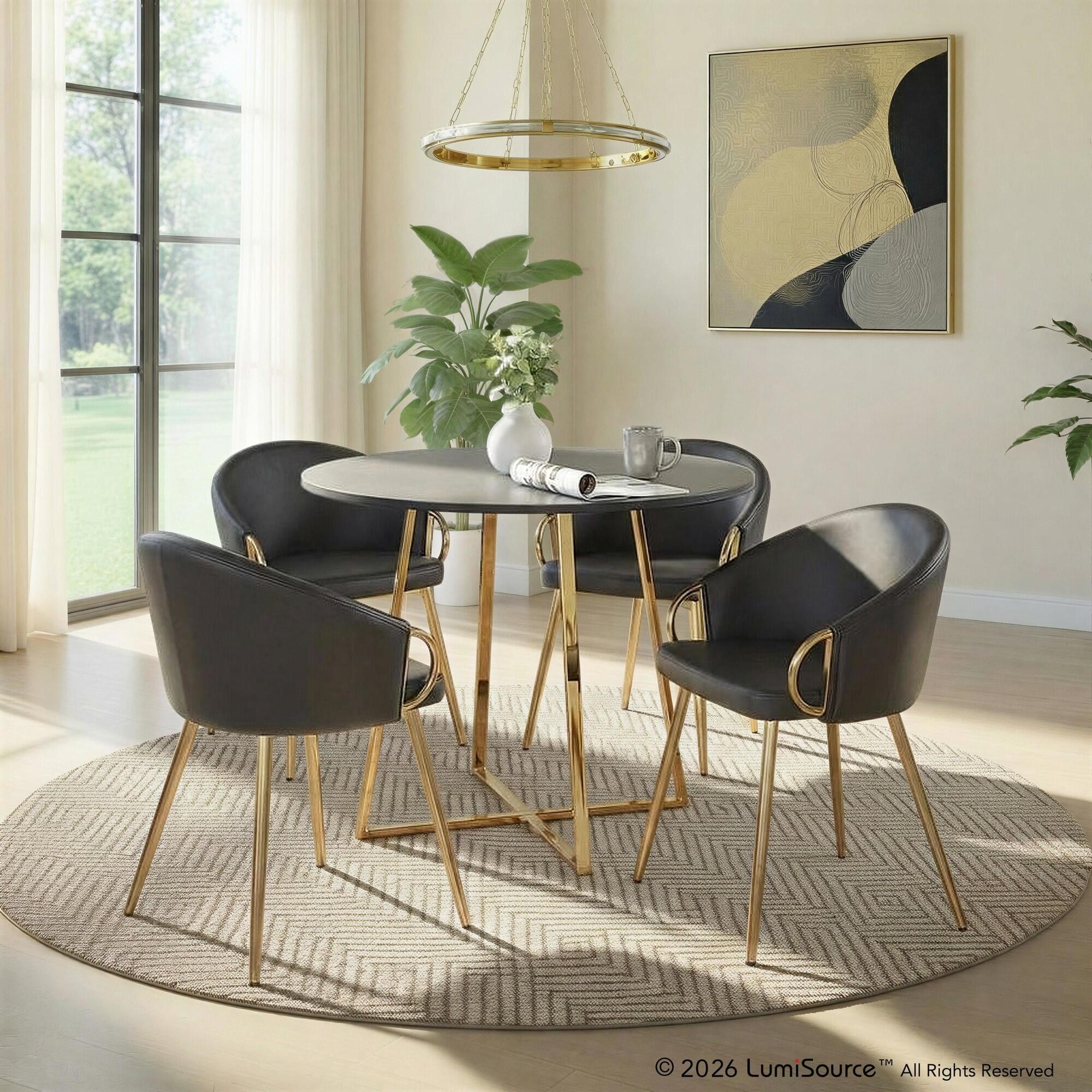 LumiSource Cosmo Claire Dining Table and 4 Chairs, Gold/Black, rollover