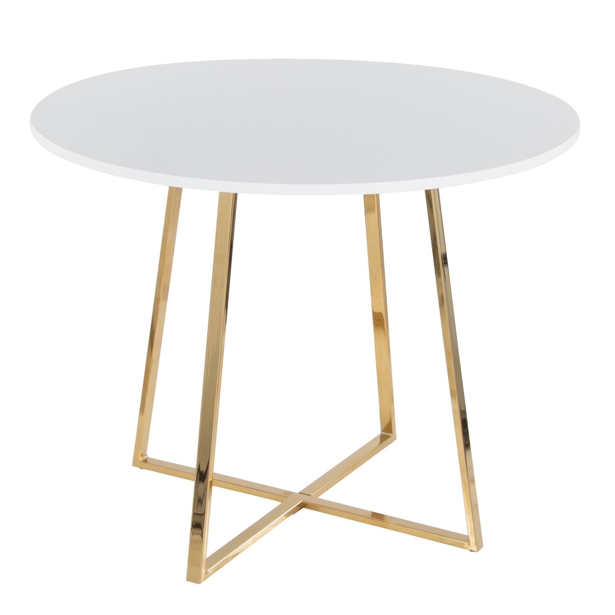 LumiSource Cosmo Claire Dining Table and 4 Chairs, Gold/White, large