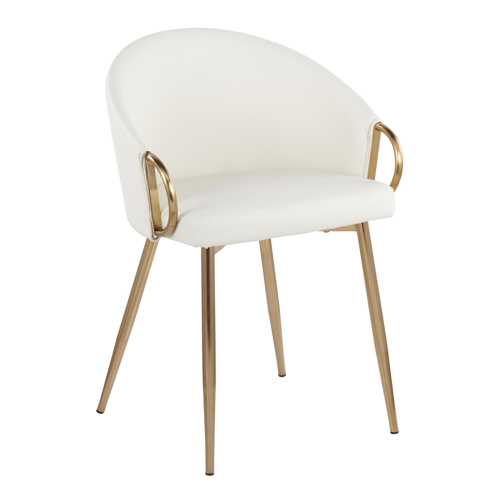 LumiSource Cosmo Claire Dining Table and 4 Chairs, Gold/White, large