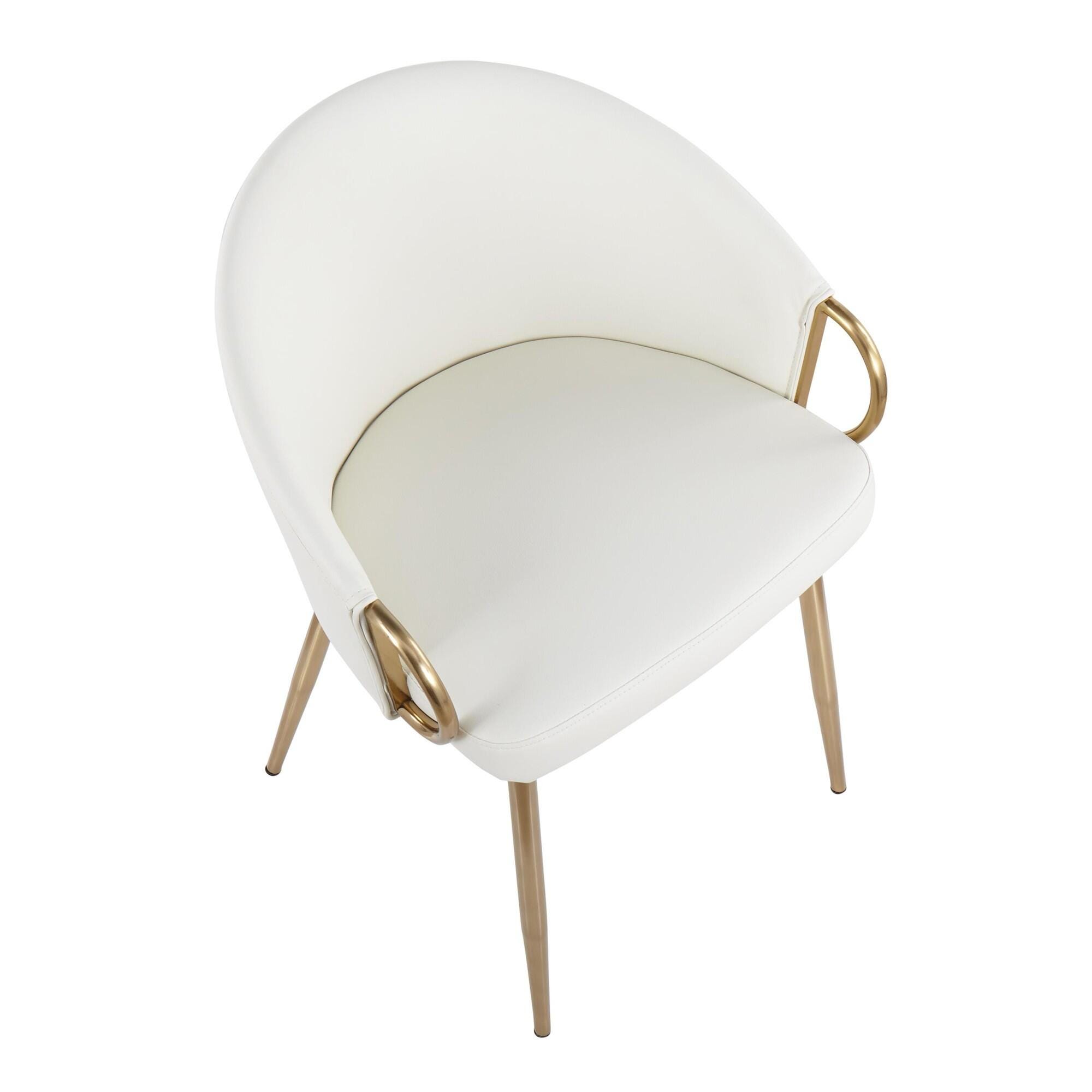 LumiSource Cosmo Claire Dining Table and 4 Chairs, Gold/White, large