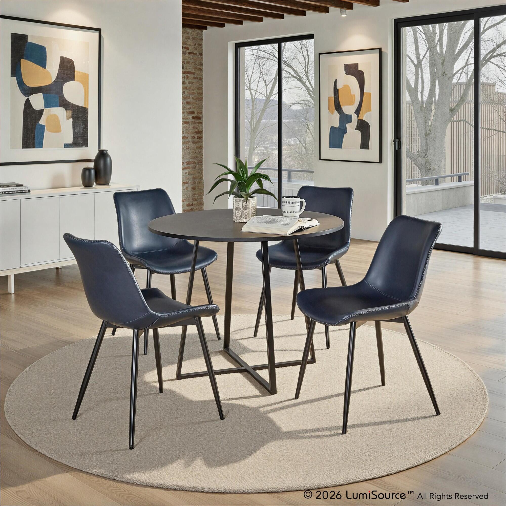 LumiSource Cosmo Durango Dining Table and 4 Chairs, Black/Blue, rollover