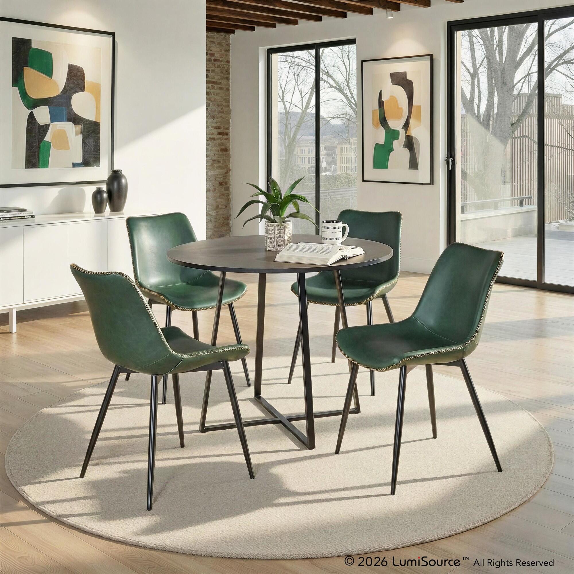 LumiSource Cosmo Durango Dining Table and 4 Chairs, Black/Green, rollover