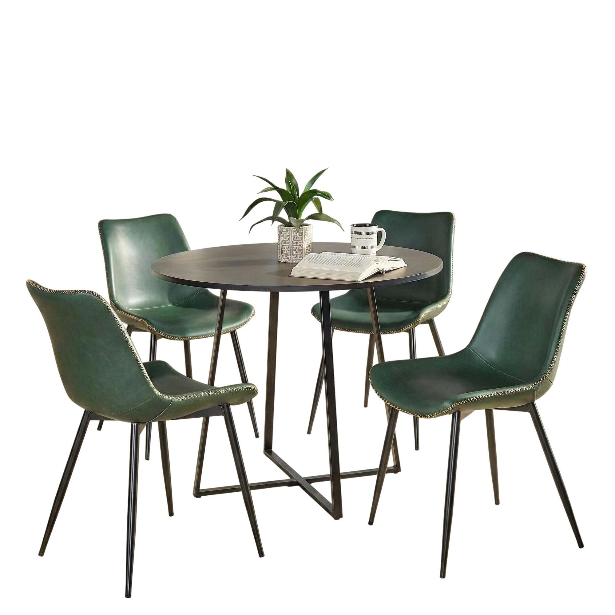 LumiSource Cosmo Durango Dining Table and 4 Chairs, Black/Green, large