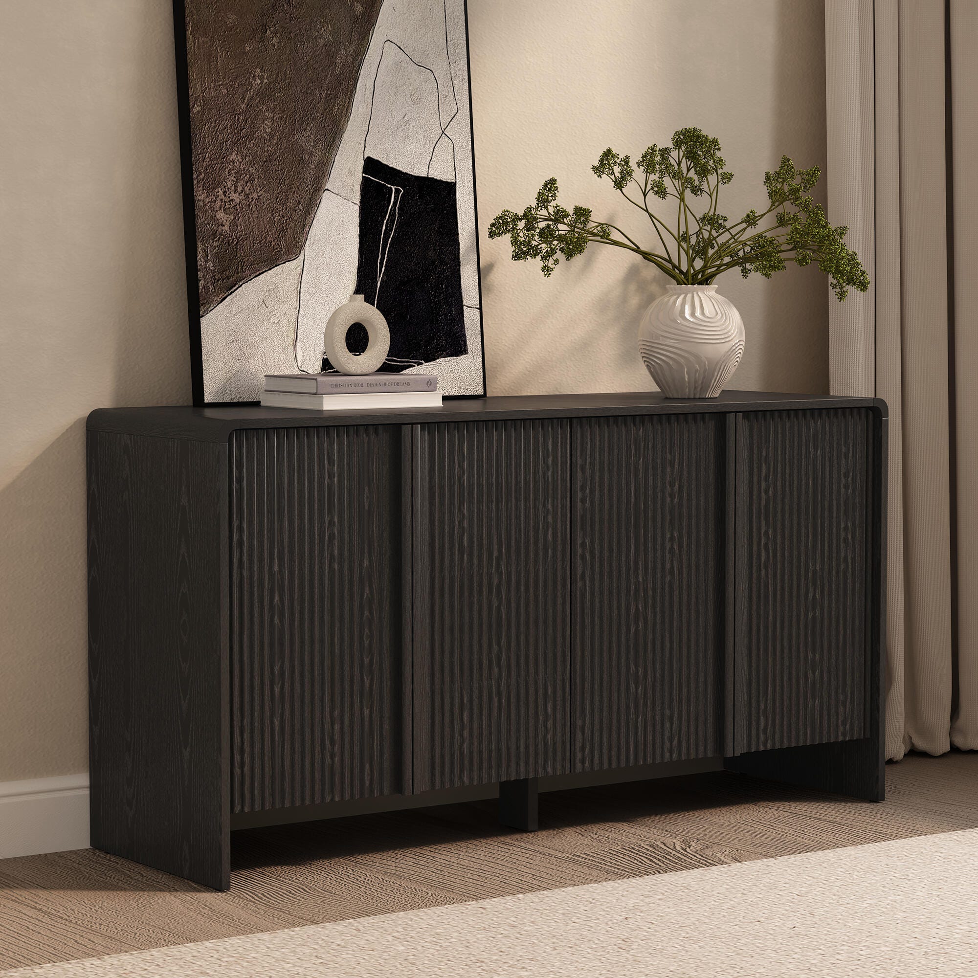 Manhattan Comfort Novara Sideboard, Black, rollover