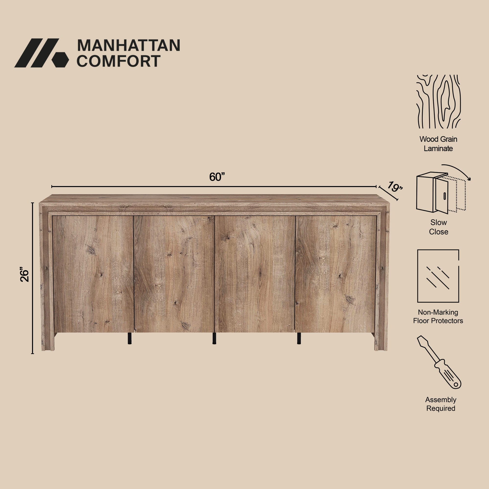 Manhattan Comfort Corin Sideboard, , large