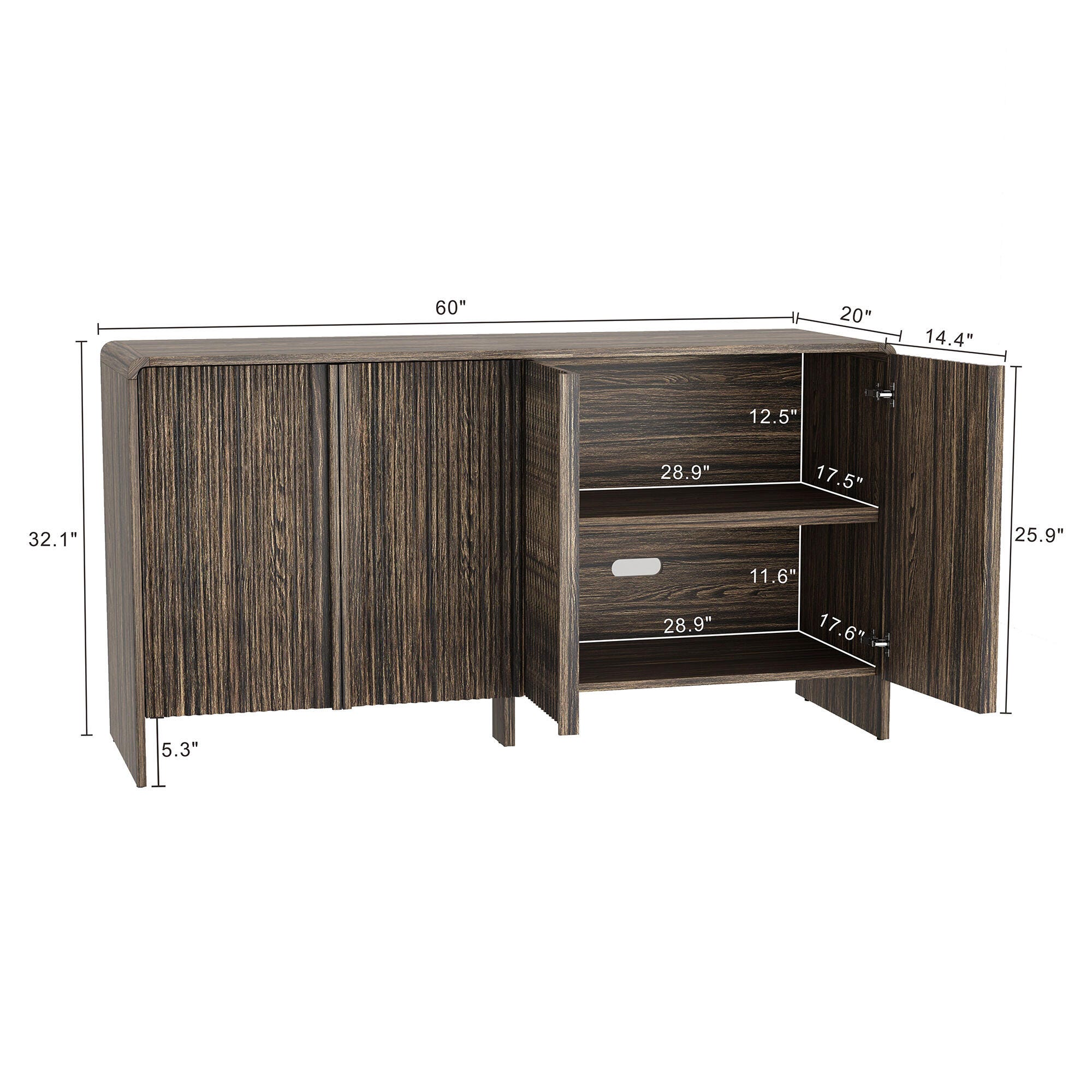 Manhattan Comfort Novara Sideboard, Jacobean Walnut, large