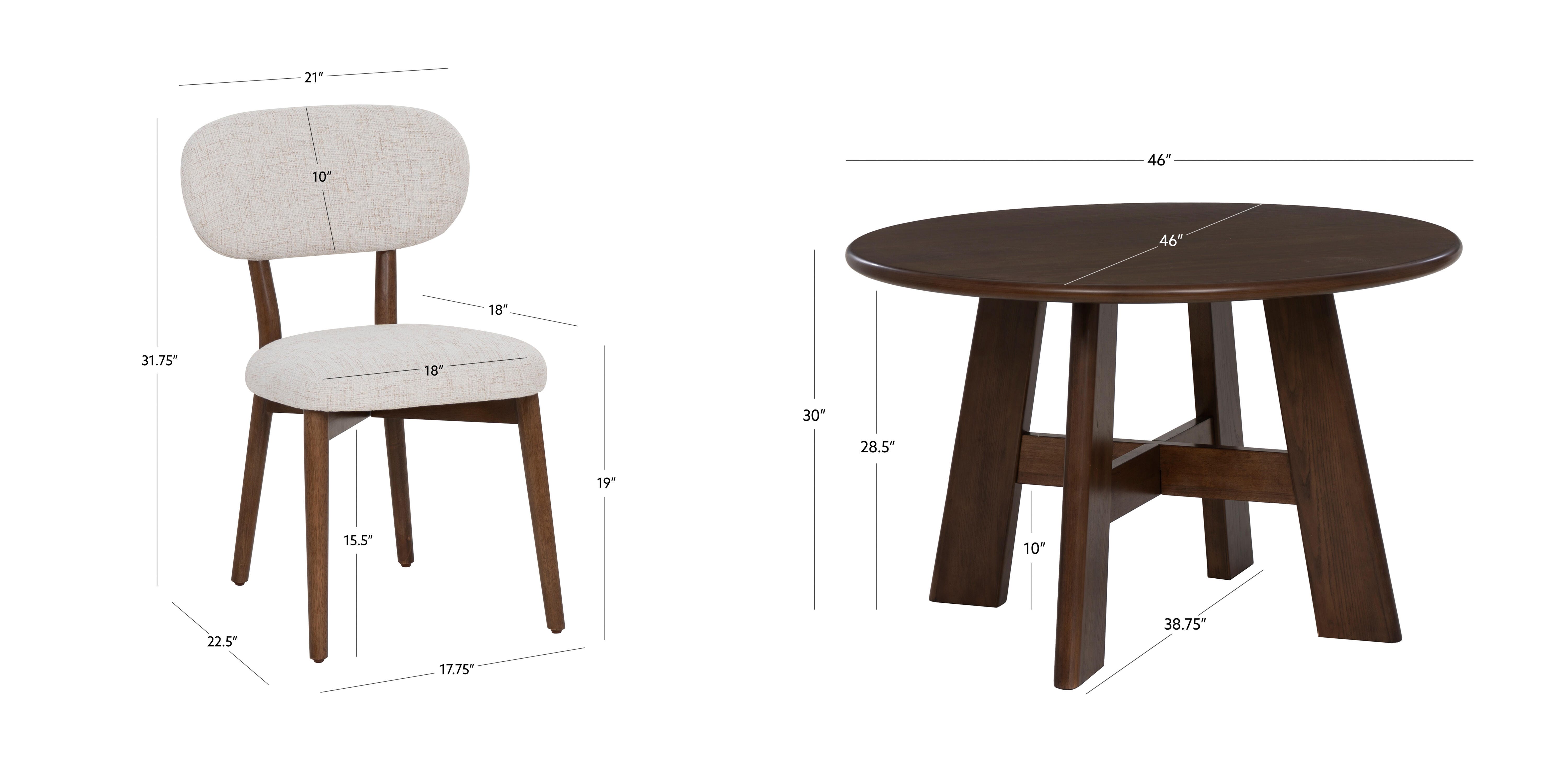Linon Curran Dining Table and 4 Chairs, , large