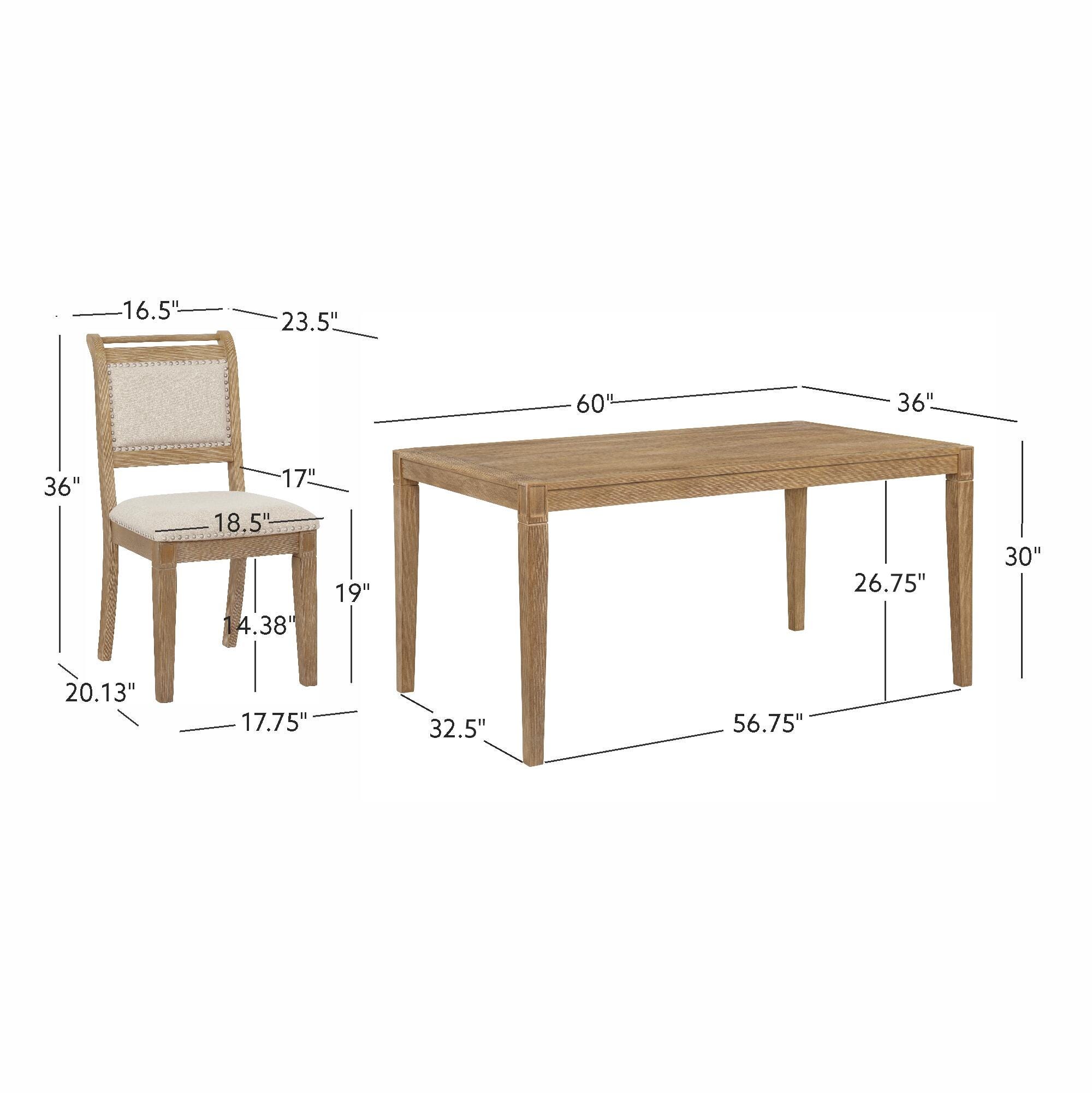 Linon Meri Dining Table and 6 Chairs, , large