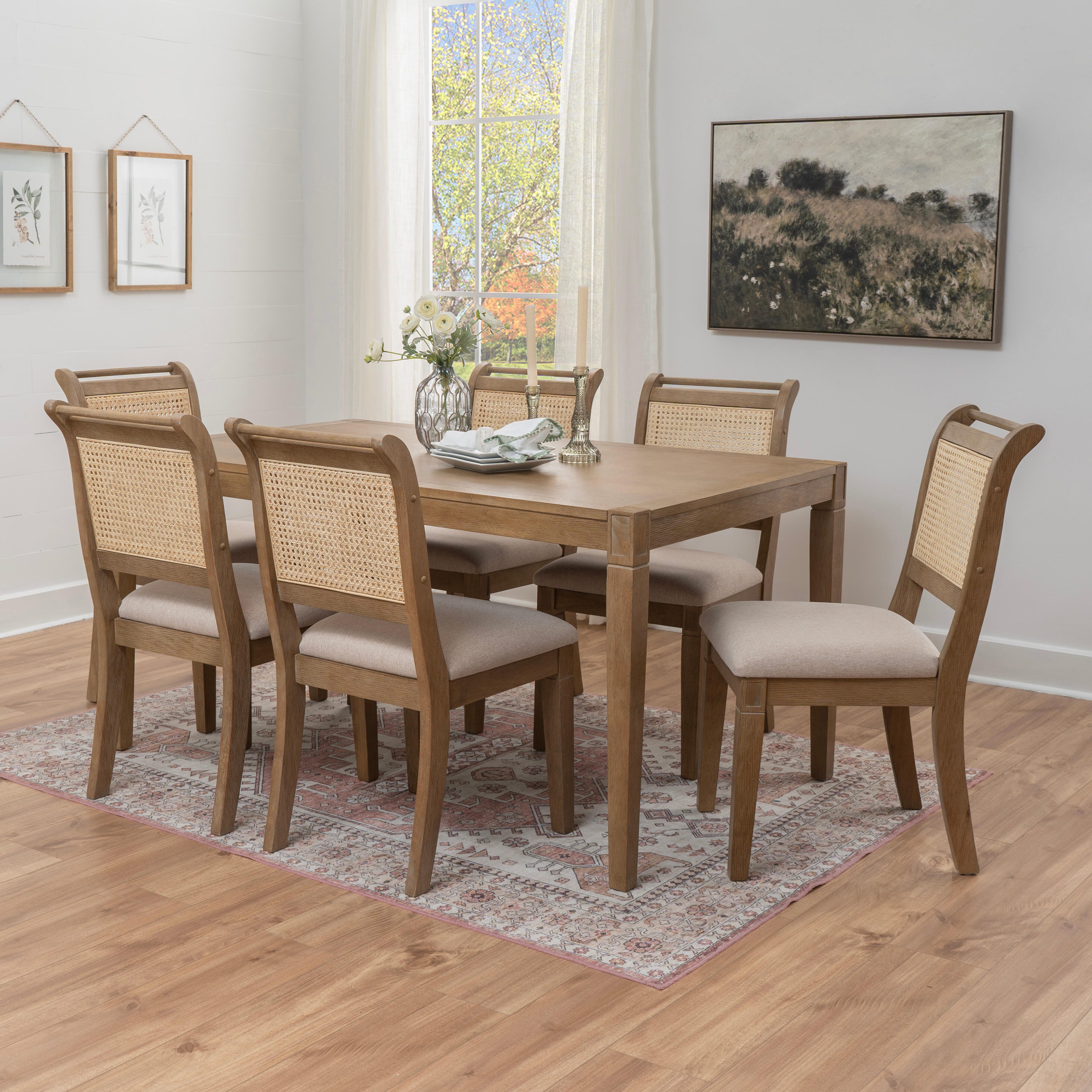 Linon Meri Solid Dining Table and 6 Chairs, , rollover