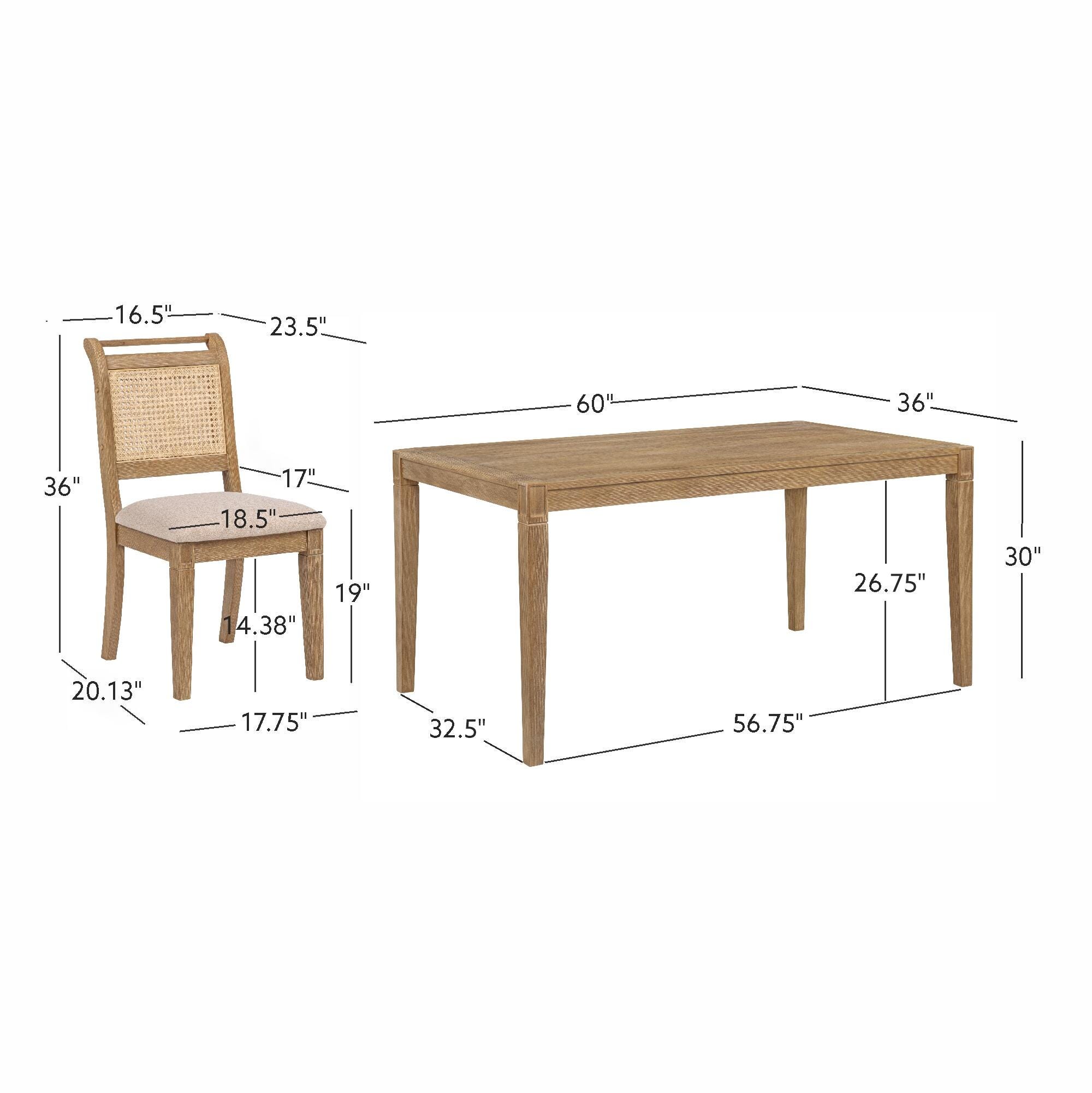 Linon Meri Solid Dining Table and 6 Chairs, , large