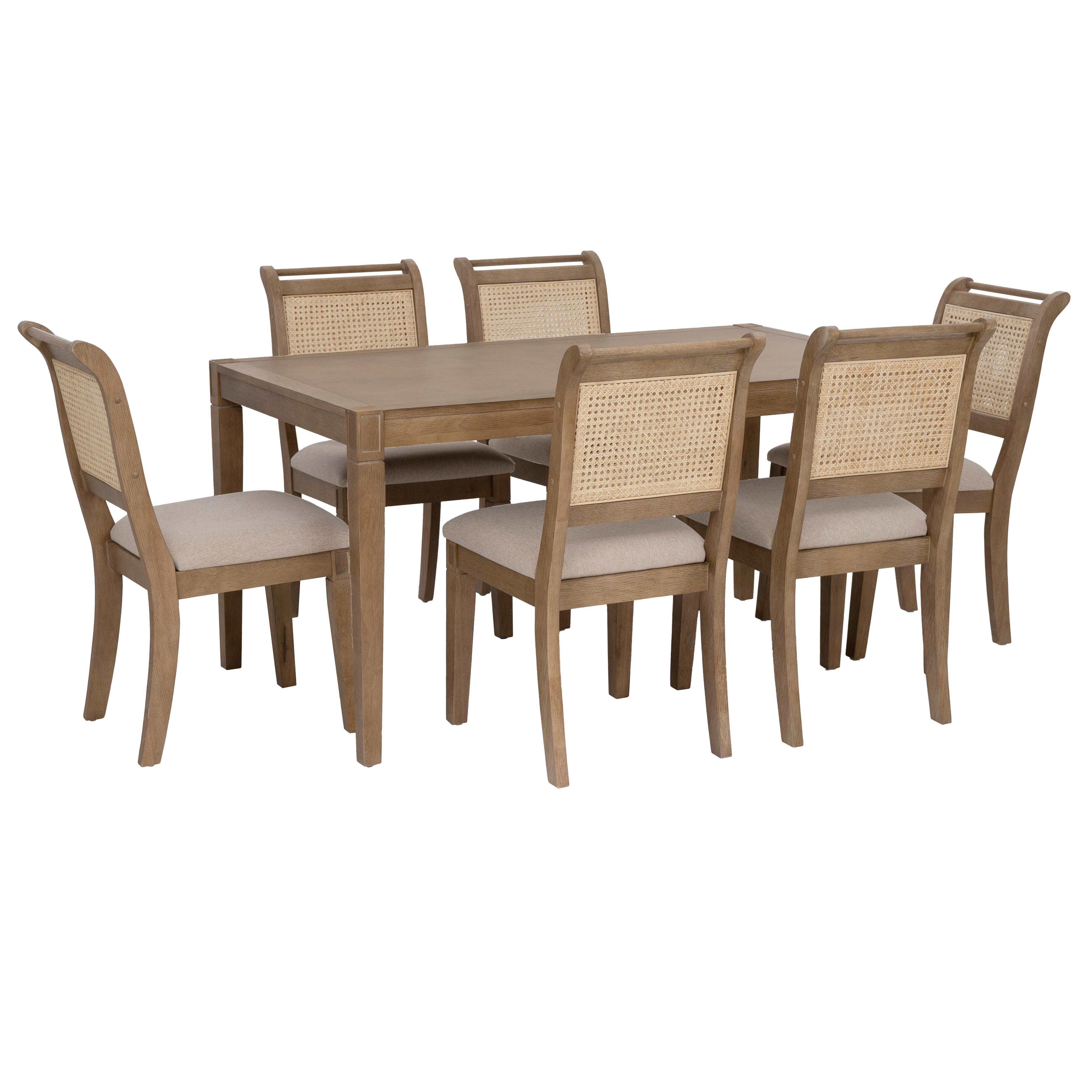 Linon Meri Solid Dining Table and 6 Chairs, , large