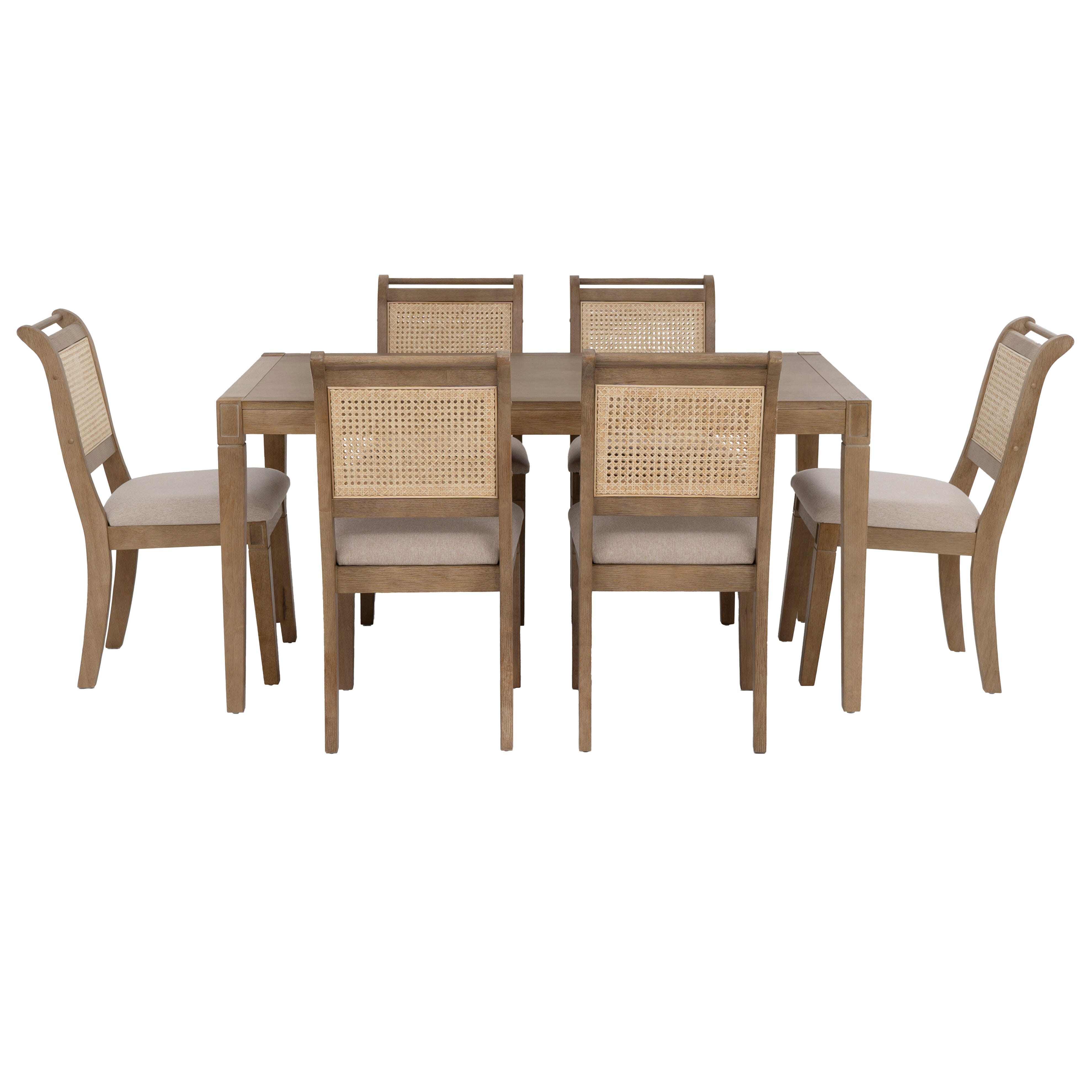 Linon Meri Solid Dining Table and 6 Chairs, , large