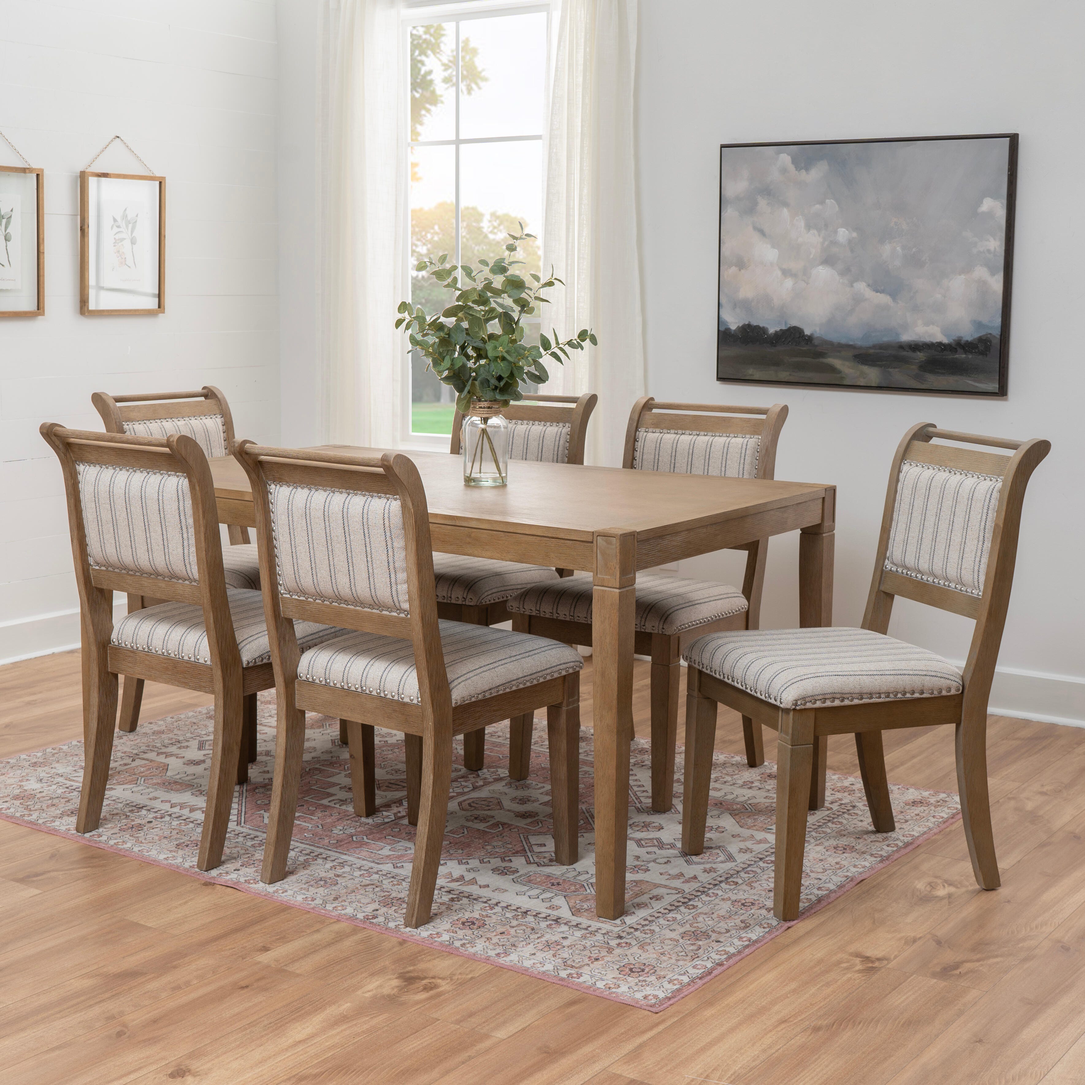 Linon Meri Rectangular Dining Table and 6 Chairs, , rollover