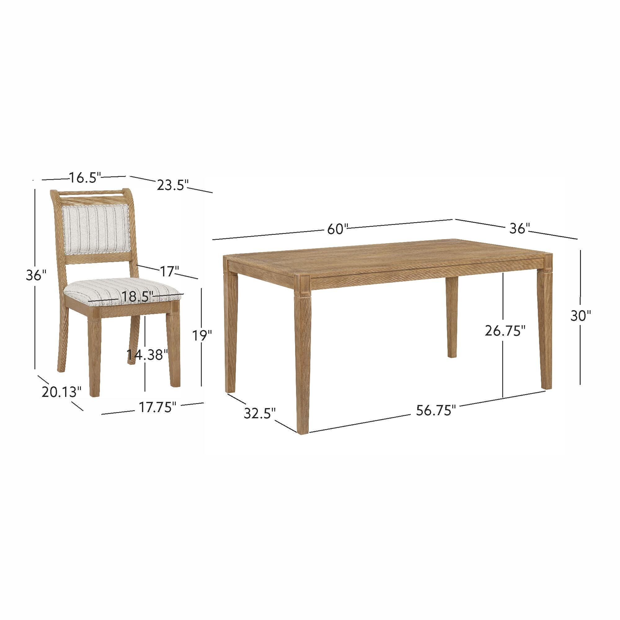 Linon Meri Rectangular Dining Table and 6 Chairs, , large