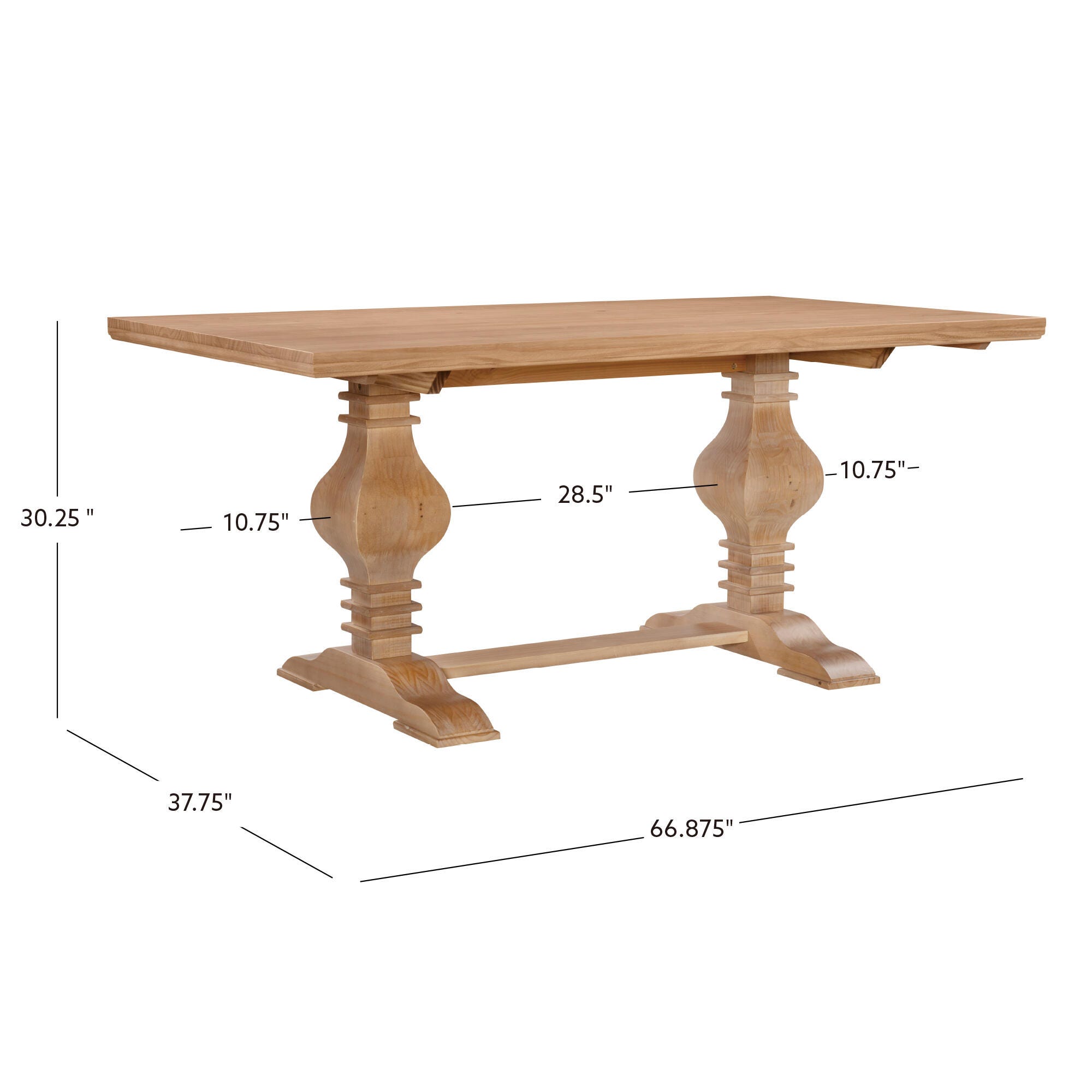 Linon Langston Dining Table, Natural, large