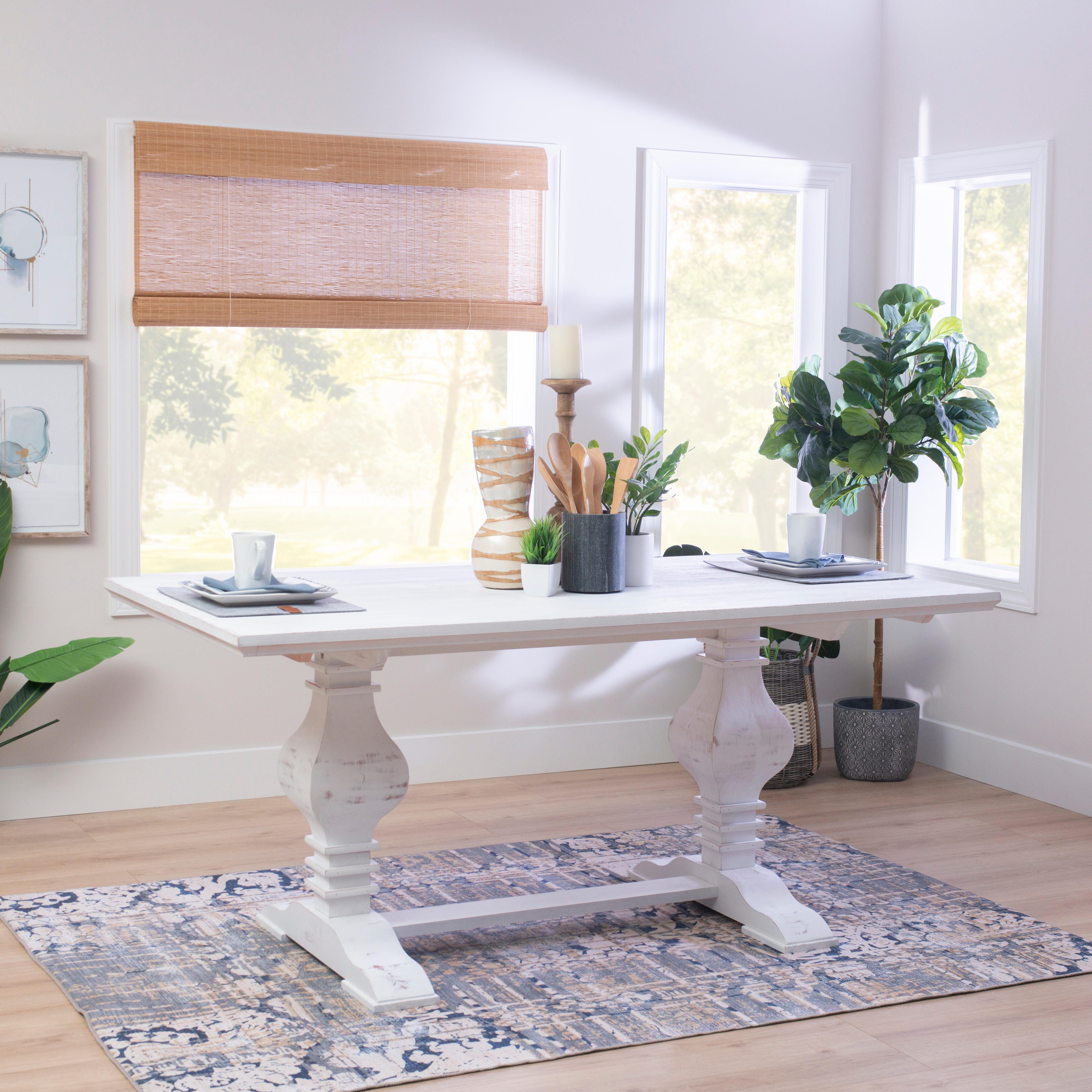 Linon Langston Dining Table, White, rollover