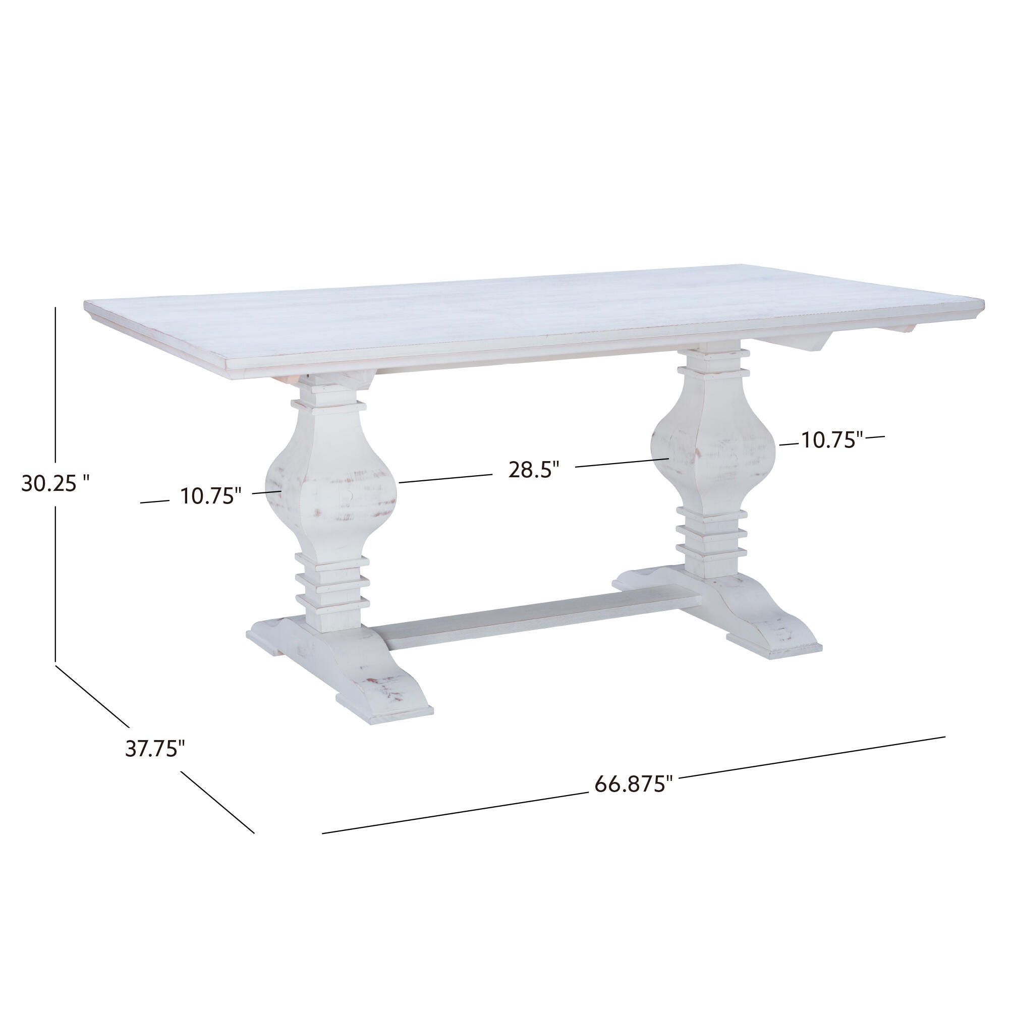 Linon Langston Dining Table, White, large