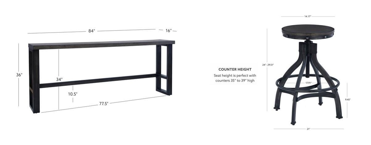 Linon Lawson Counter Height Dining Table and 4 Swivel Bar Stools, , large