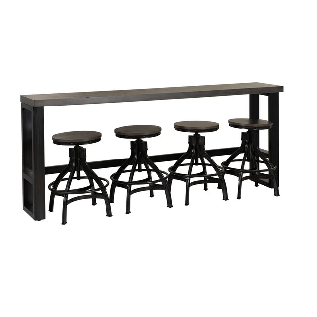 Linon Lawson Counter Height Dining Table and 4 Swivel Bar Stools, Dark Brown/Black