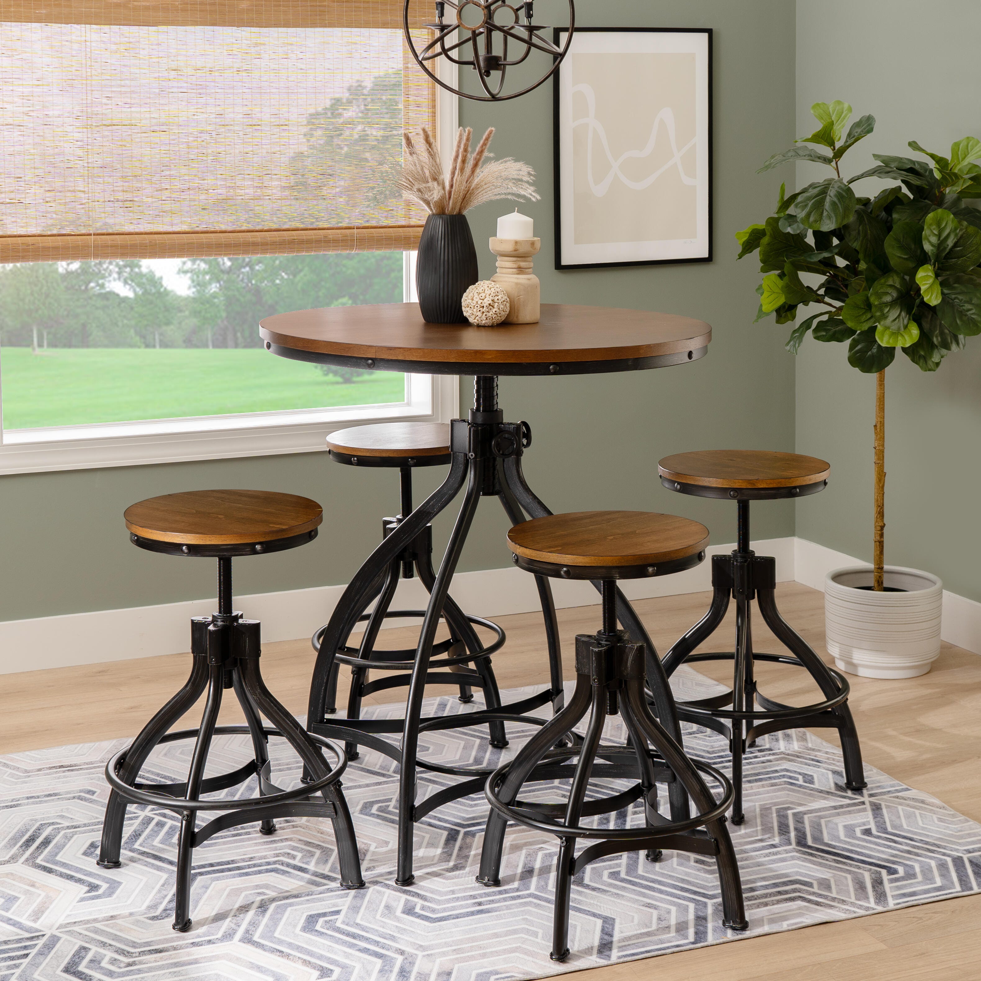 Linon Lawson Counter Height Dining Table and 4 Bar Stools, , rollover