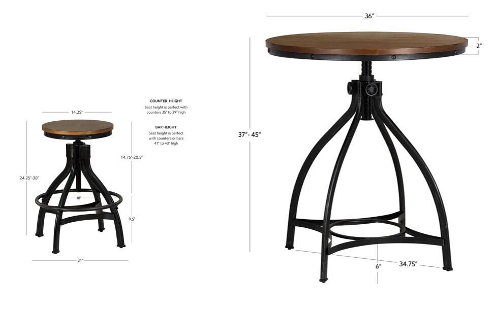 Linon Lawson Counter Height Dining Table and 4 Bar Stools, , large