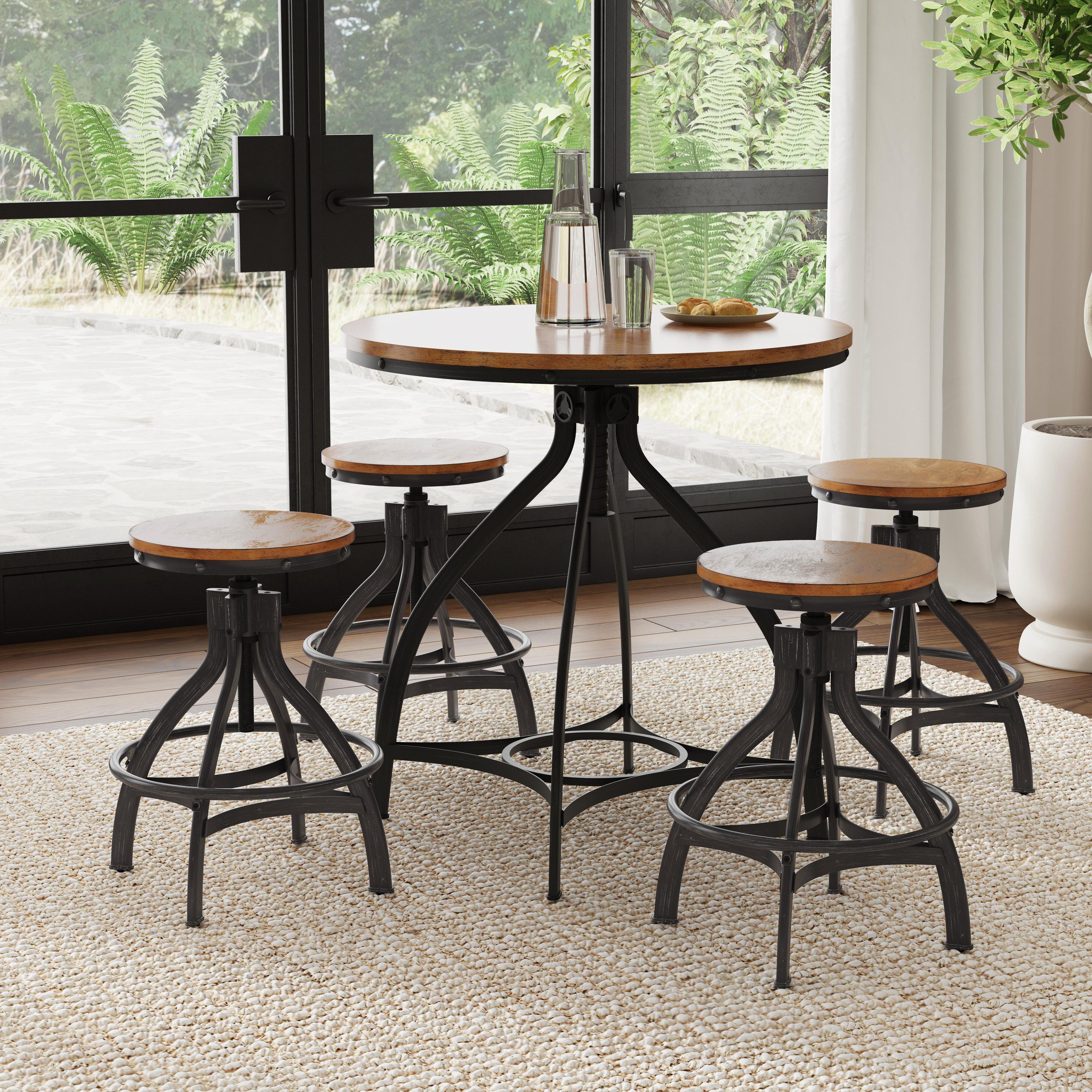 Linon Lawson Counter Height Dining Table and 4 Bar Stools, , large