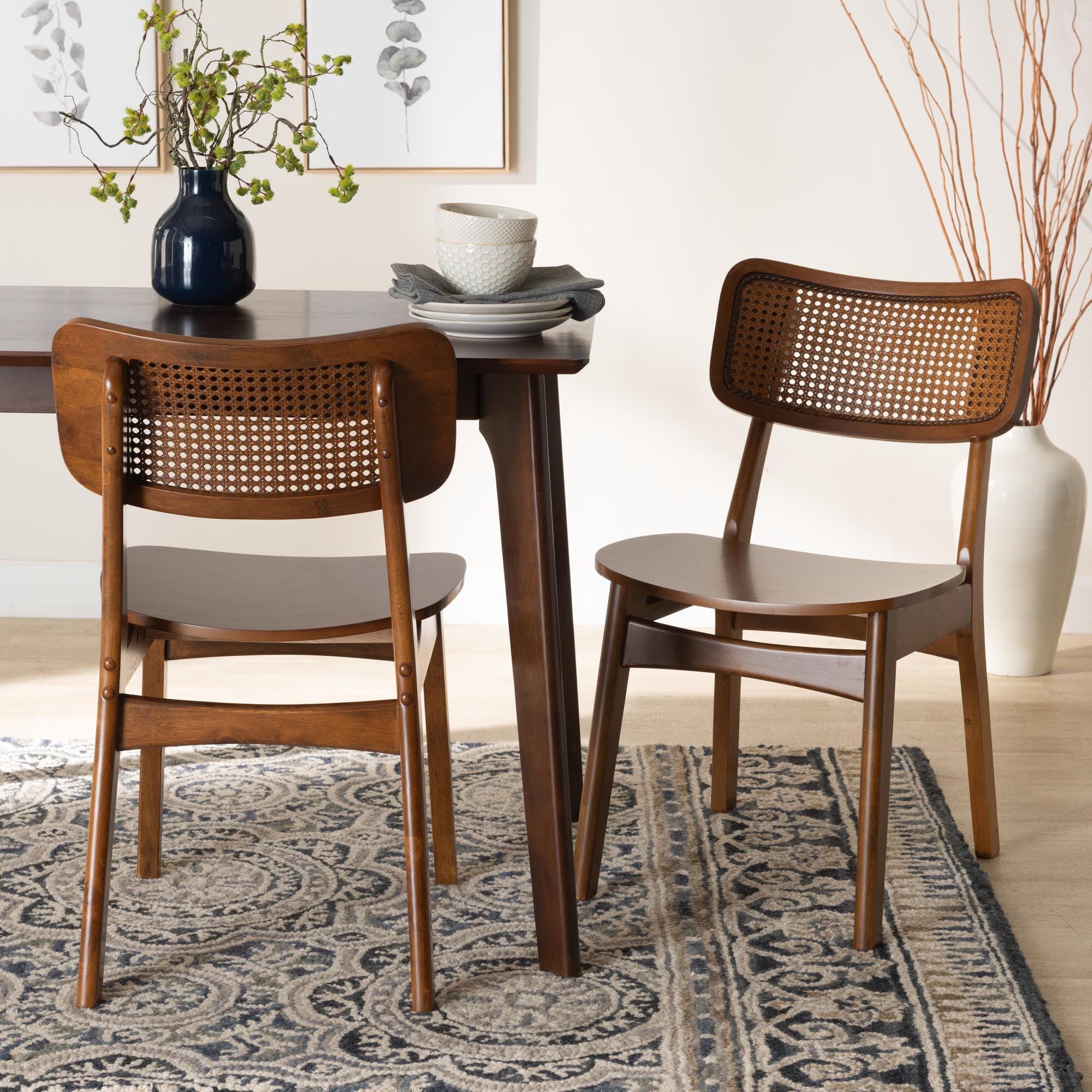 Baxton Studio Tafari Dining Chair (Set of 2), Walnut Brown, rollover