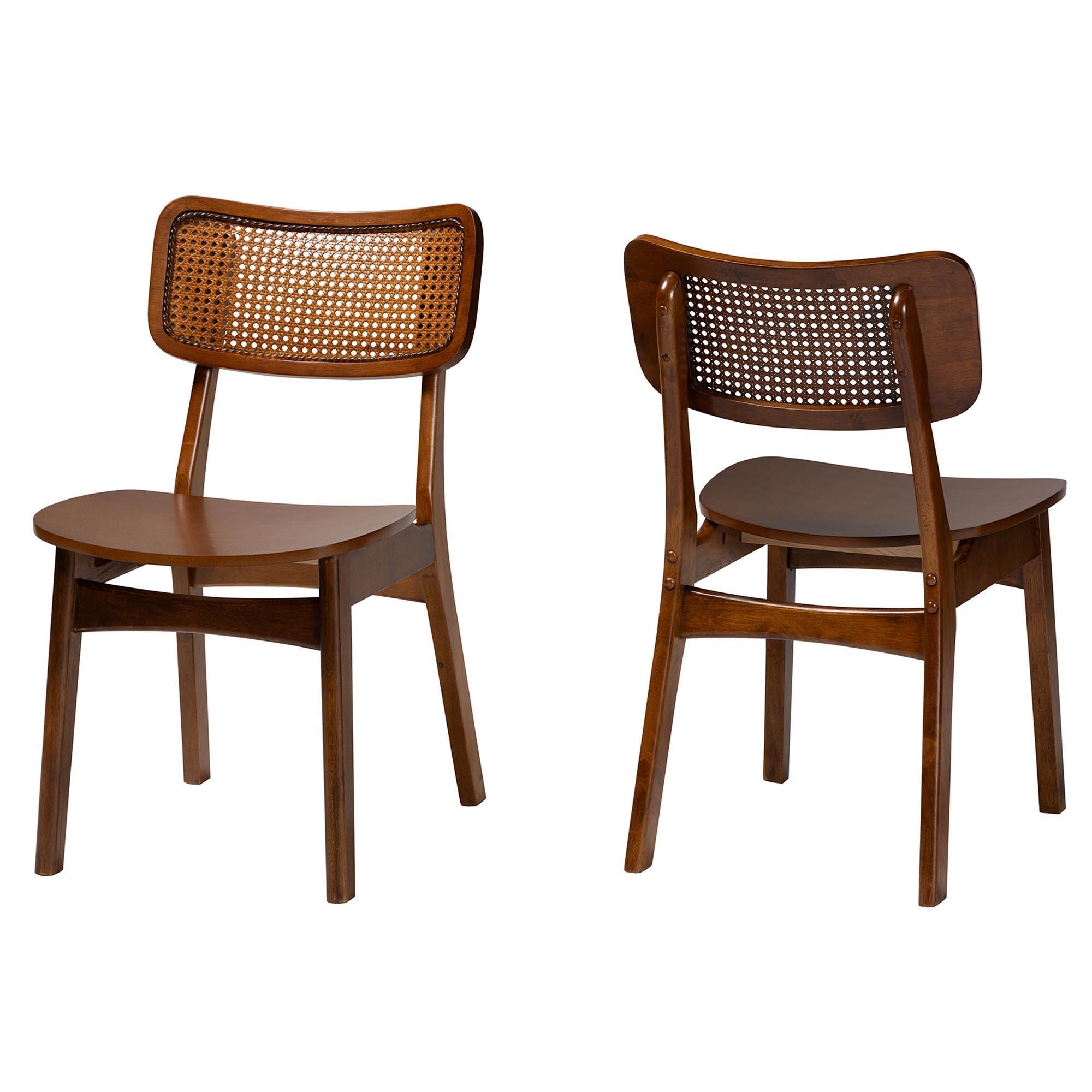 Baxton Studio Tafari Dining Chair (Set of 2), Walnut Brown, large