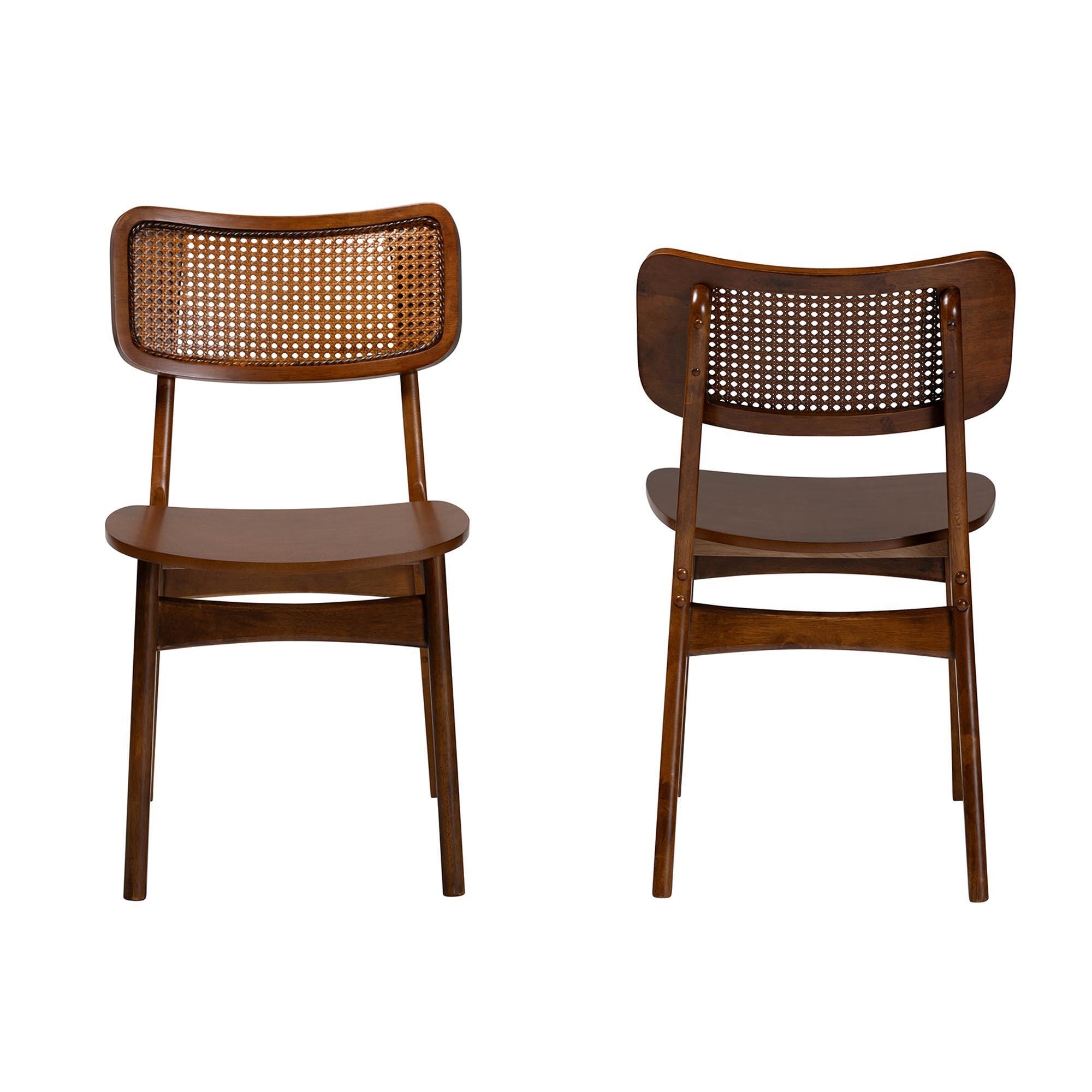 Baxton Studio Tafari Dining Chair (Set of 2), Walnut Brown, large