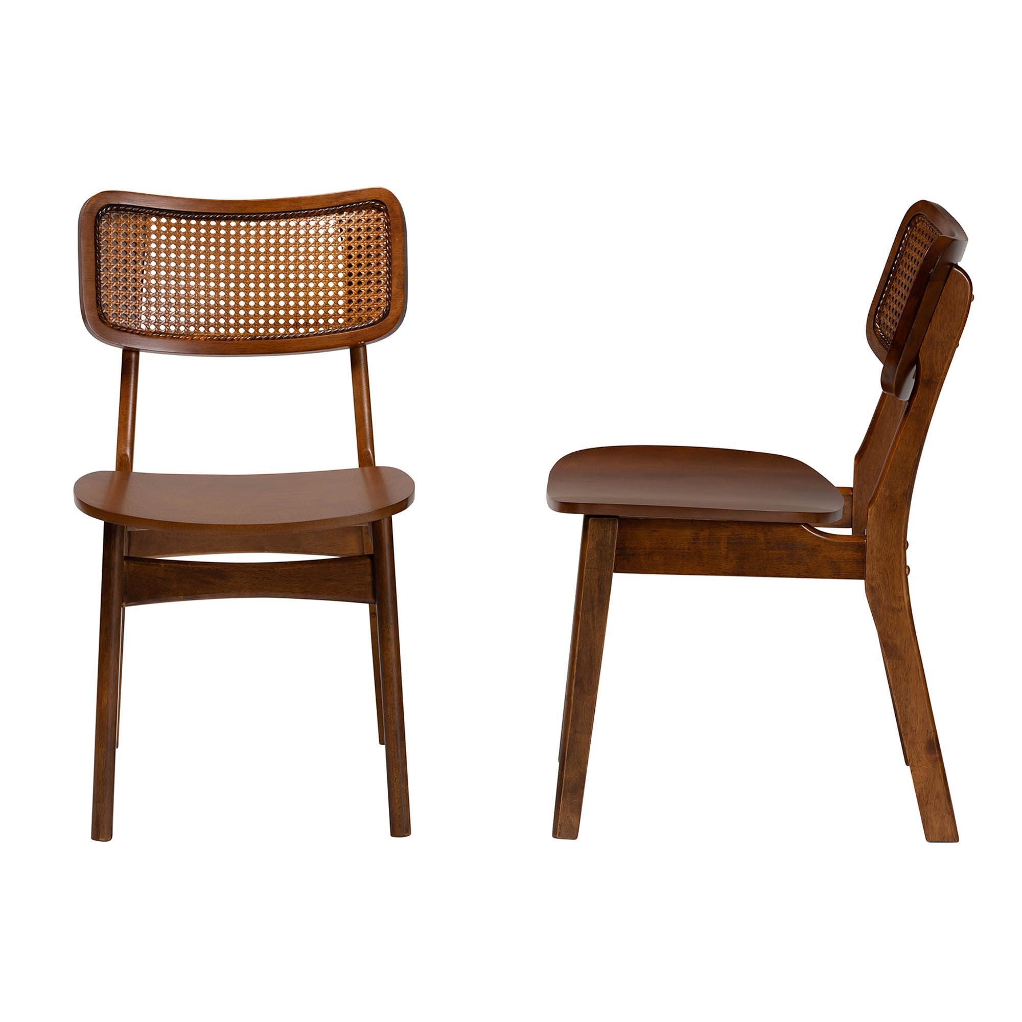 Baxton Studio Tafari Dining Chair (Set of 2), Walnut Brown, large