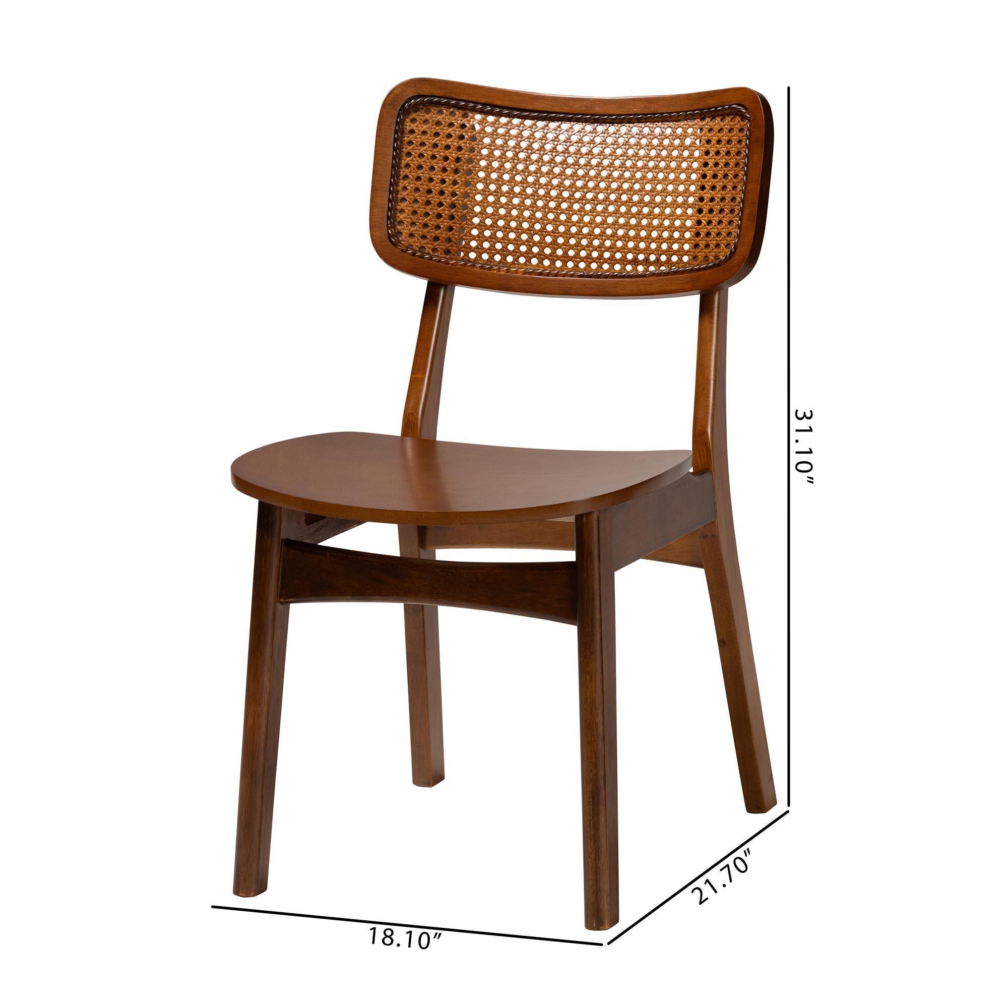 Baxton Studio Tafari Dining Chair (Set of 2), Walnut Brown, large