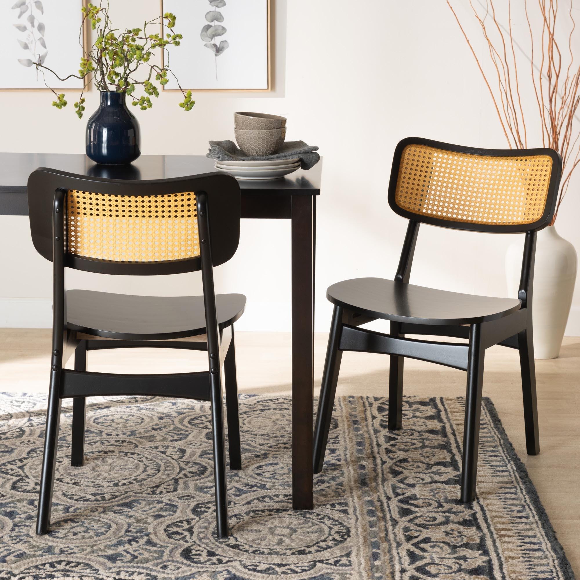 Baxton Studio Tafari Dining Chair (Set of 2), Black, rollover