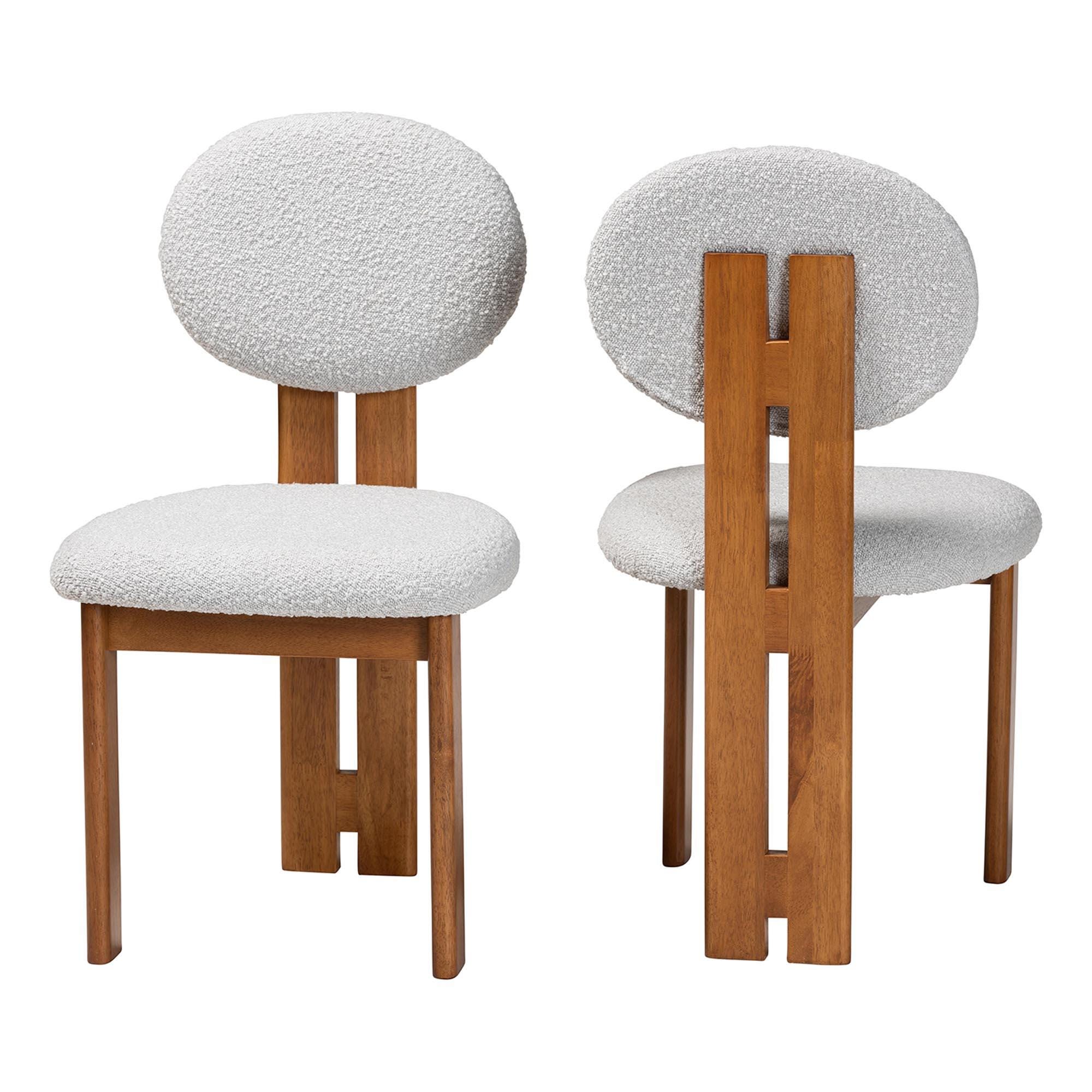 Baxton Studio Kacela Upholstered Dining Chair (Set of 2), Light Gray/Walnut Brown, large