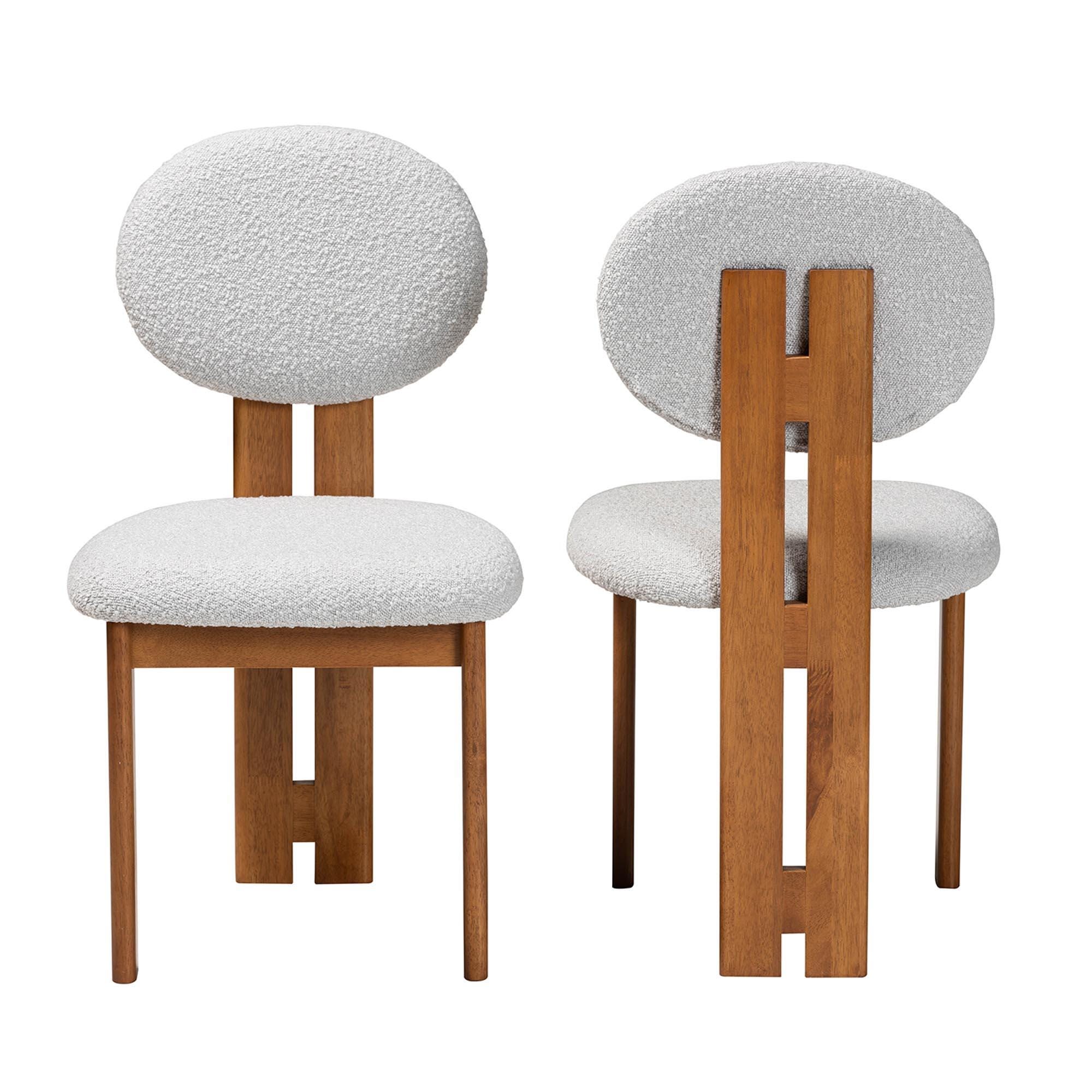 Baxton Studio Kacela Upholstered Dining Chair (Set of 2), Light Gray/Walnut Brown, large