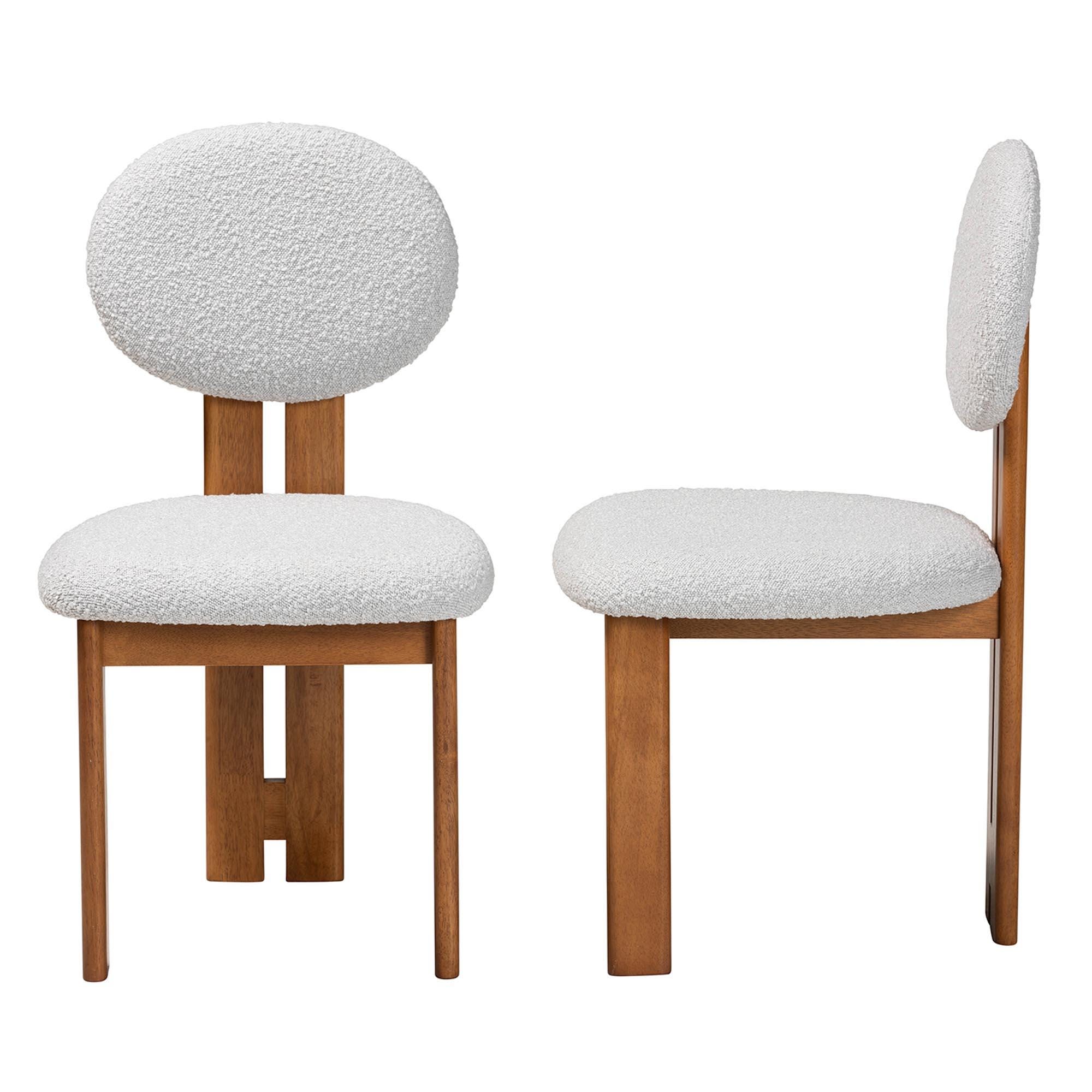 Baxton Studio Kacela Upholstered Dining Chair (Set of 2), Light Gray/Walnut Brown, large