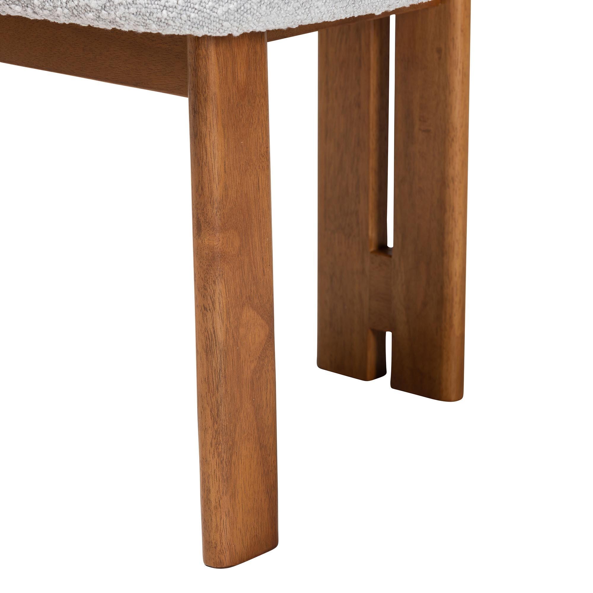 Baxton Studio Kacela Upholstered Dining Chair (Set of 2), Light Gray/Walnut Brown, large
