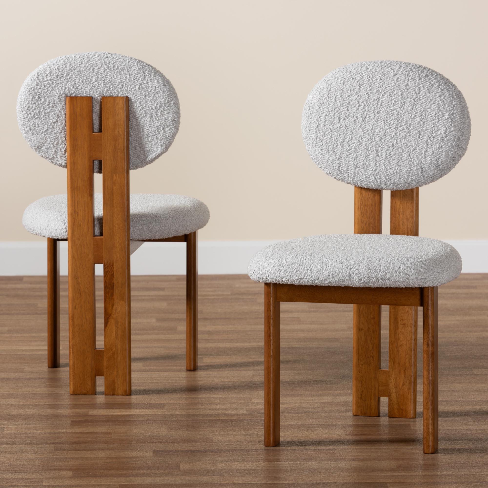 Baxton Studio Kacela Upholstered Dining Chair (Set of 2), Light Gray/Walnut Brown, large